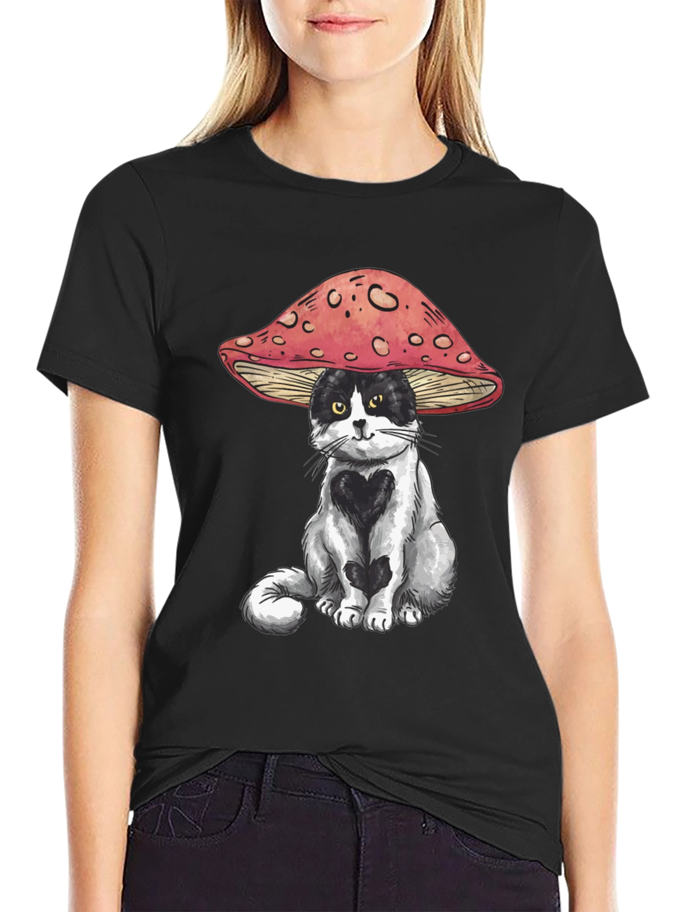 Mushroom Cat T-Shirt: Whimsical Graphic Tee