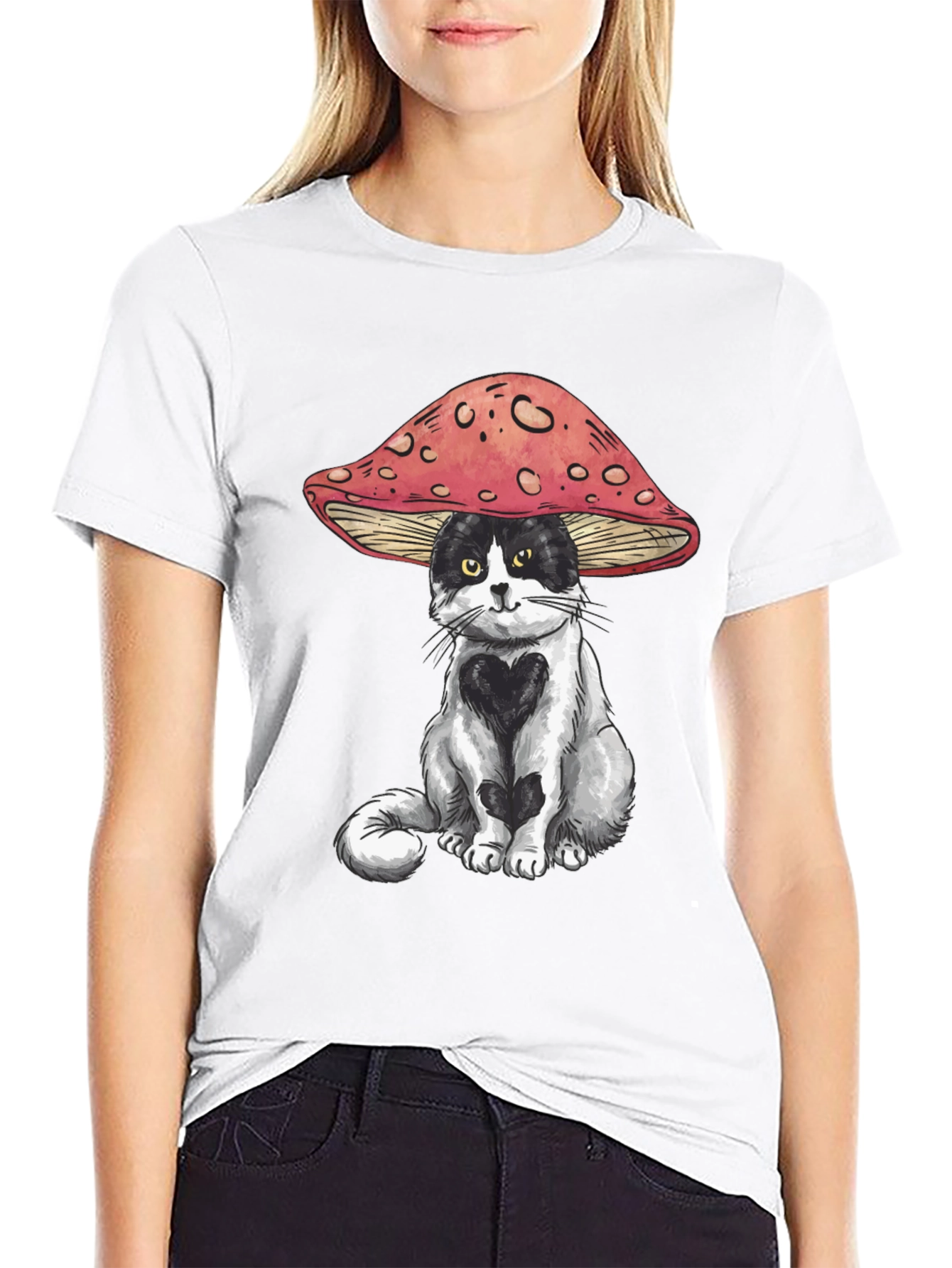 Mushroom Cat T-Shirt: Whimsical Graphic Tee