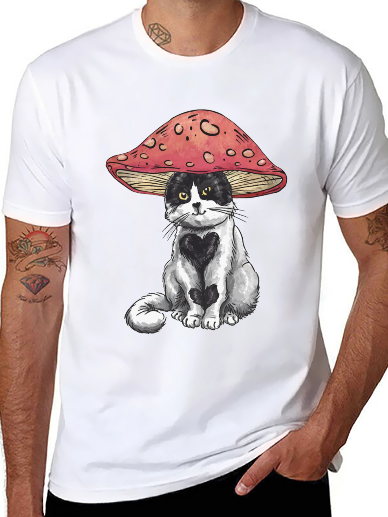 Mushroom Cat T-Shirt: Whimsical Graphic Tee