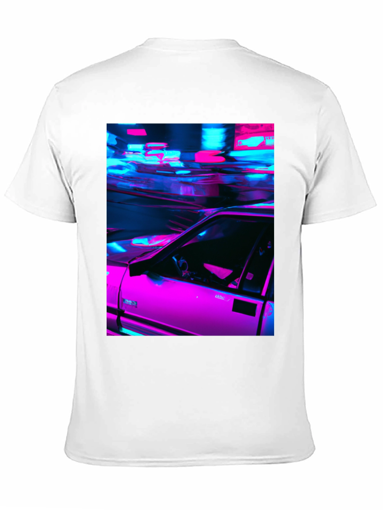 Neon Car Graphic Tee - Retro Style Black T-Shirt