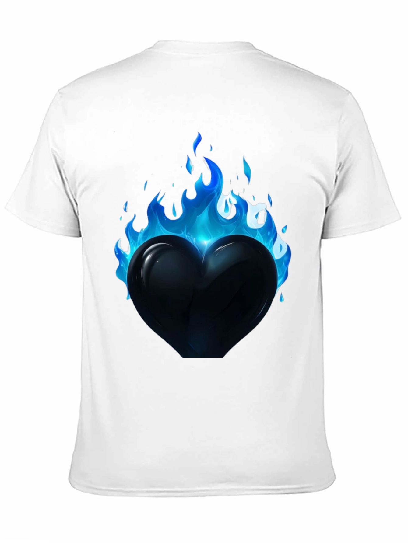 Flaming Heart Graphic Tee - Cool Blue Flames