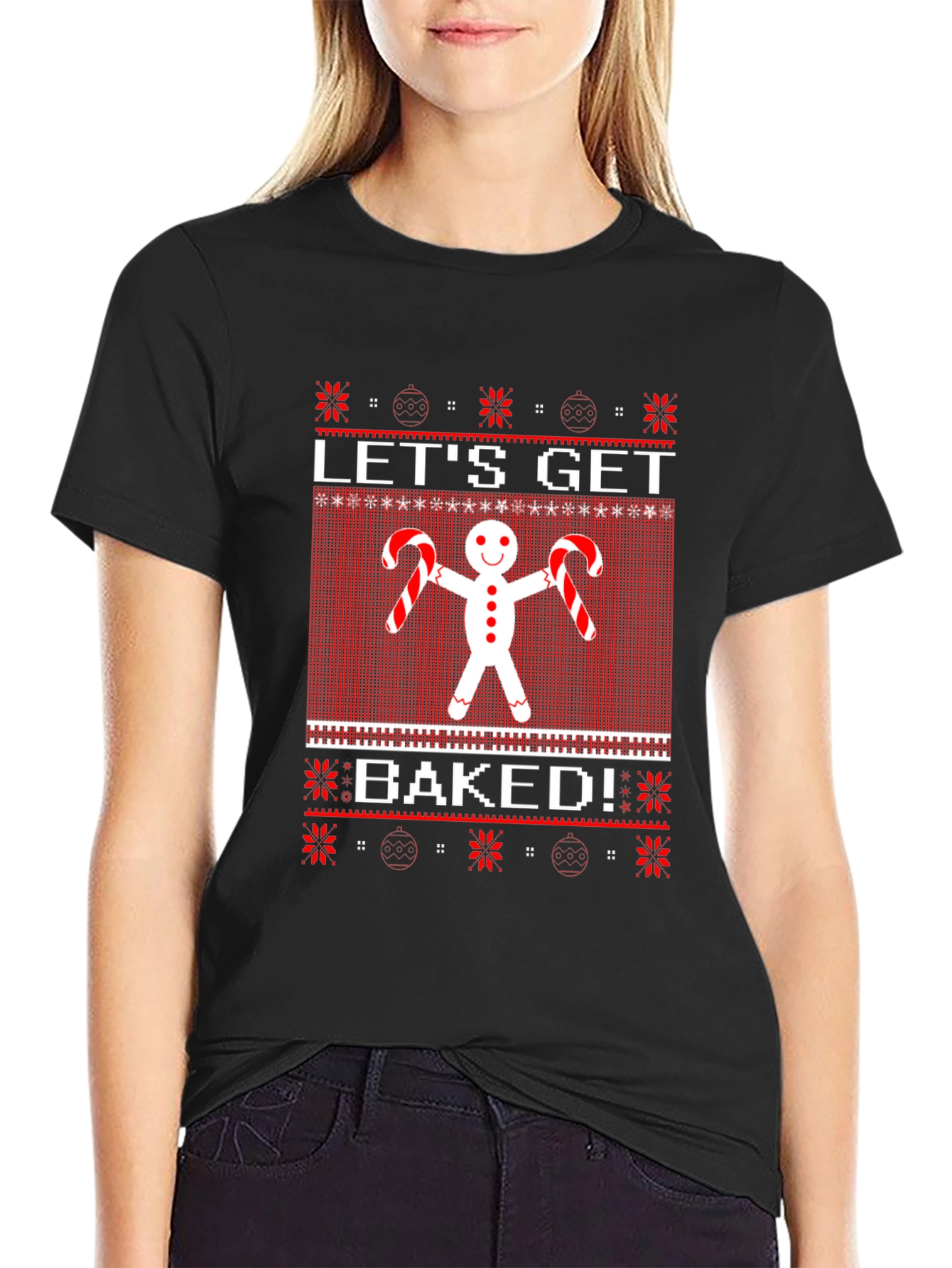 Lets Get Baked Gingerbread Ugly Christmas Sweater T-Shirt