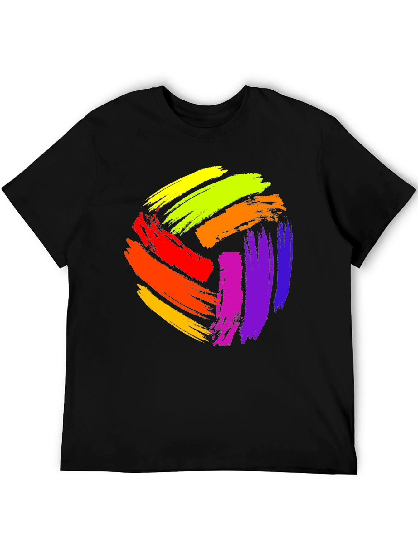 Vibrant Paint Stroke Design Black T-Shirt