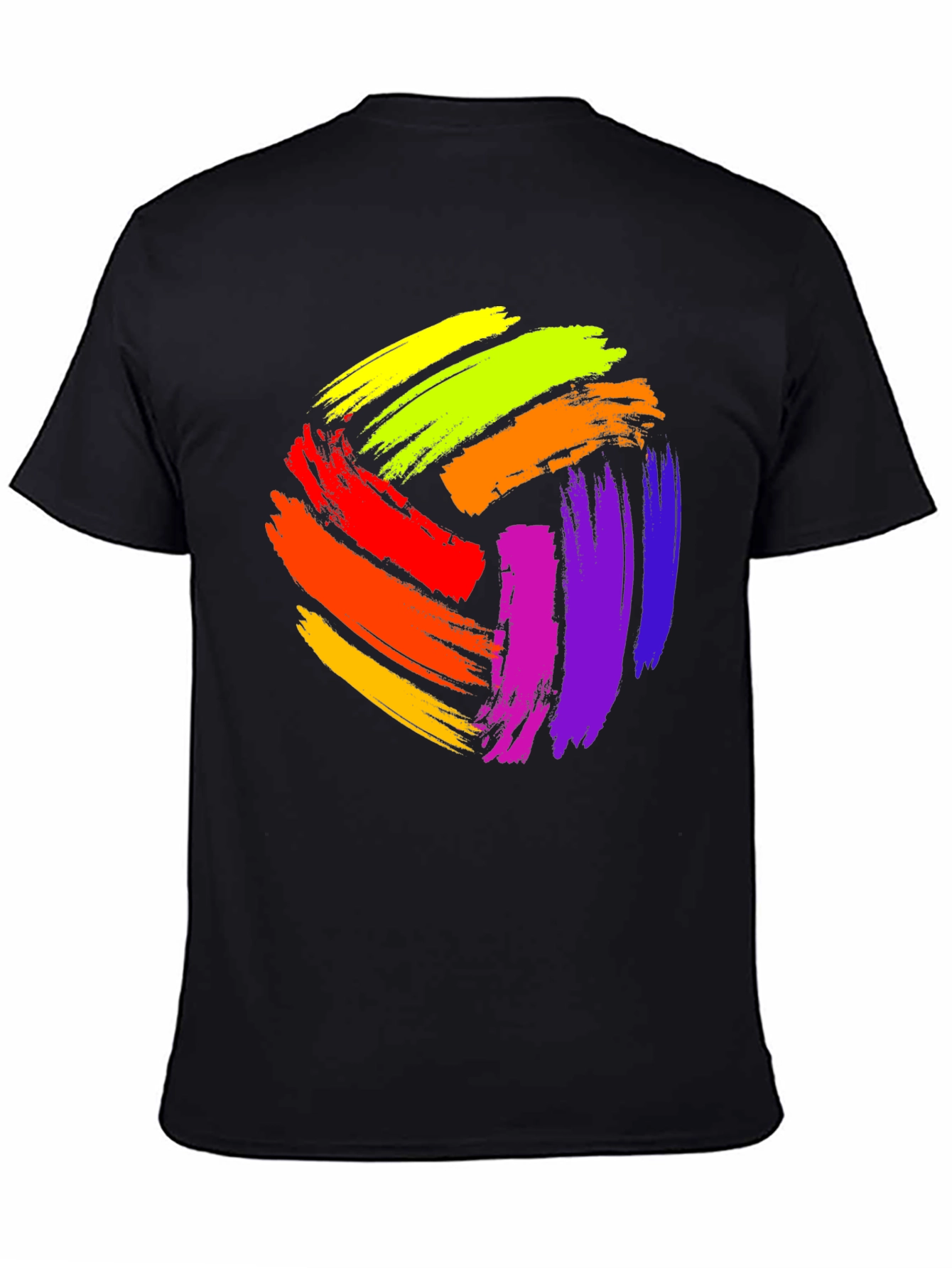 Vibrant Paint Stroke Design Black T-Shirt