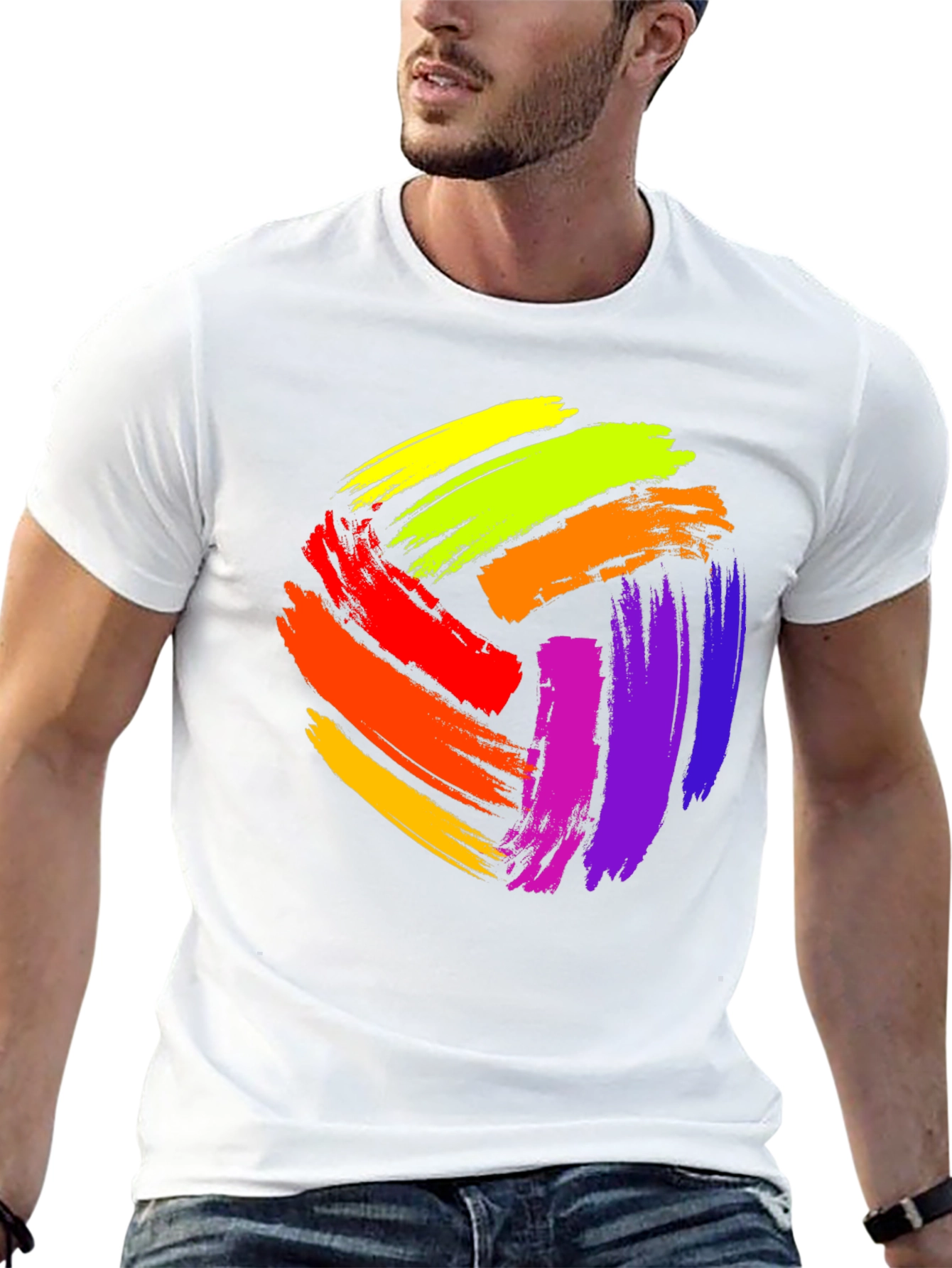 Vibrant Paint Stroke Design Black T-Shirt