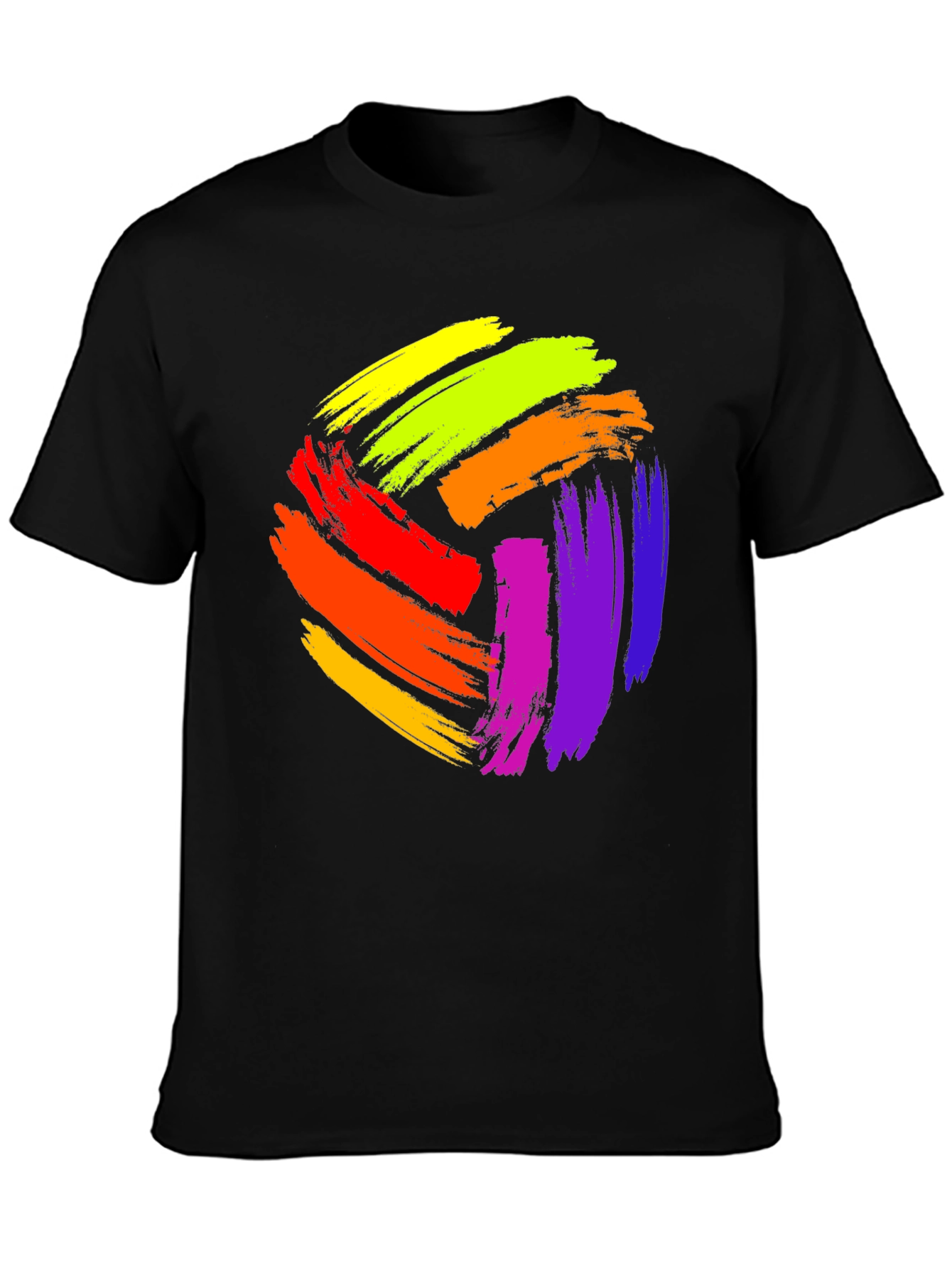 Vibrant Paint Stroke Design Black T-Shirt