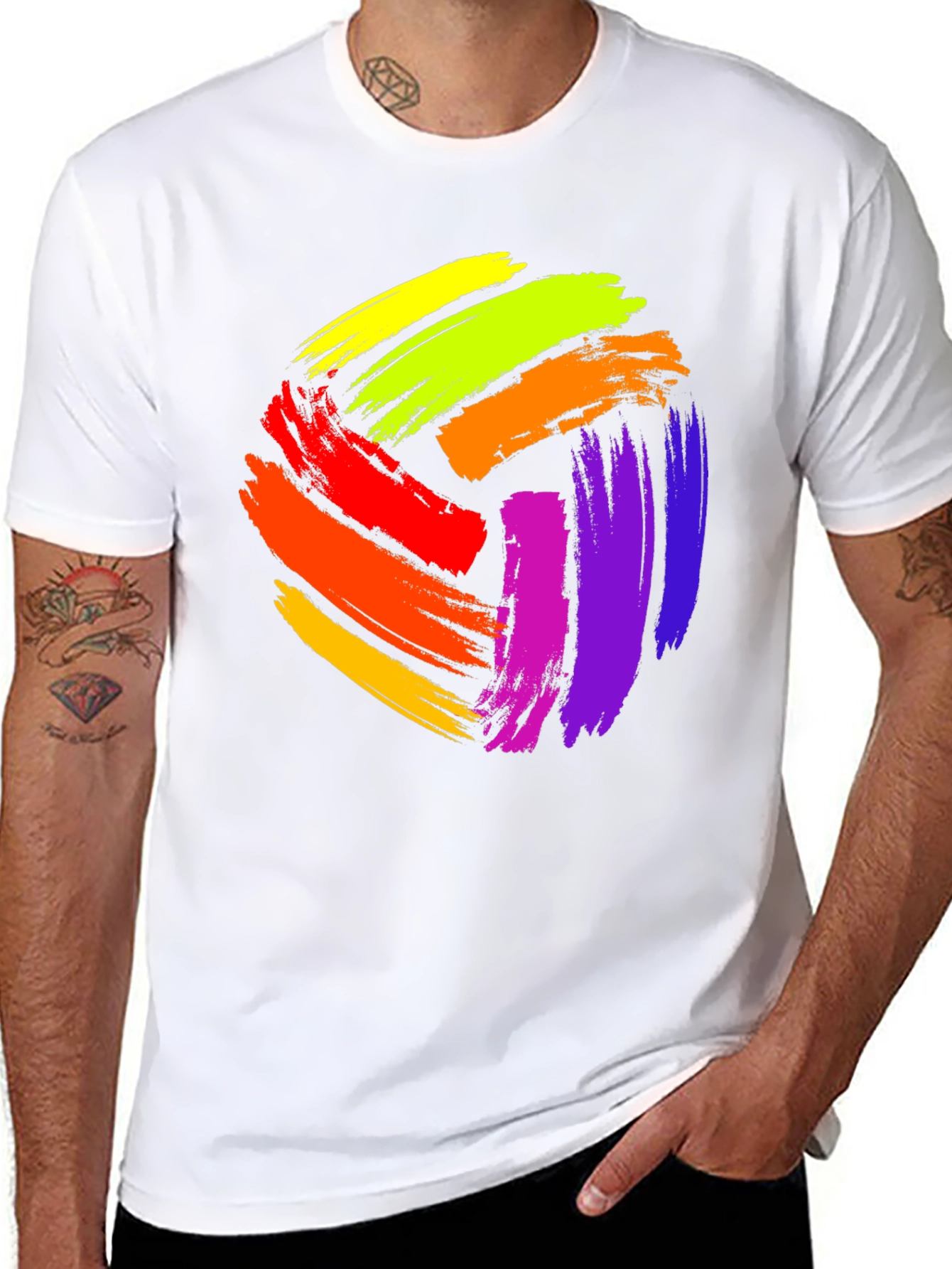 Vibrant Paint Stroke Design Black T-Shirt