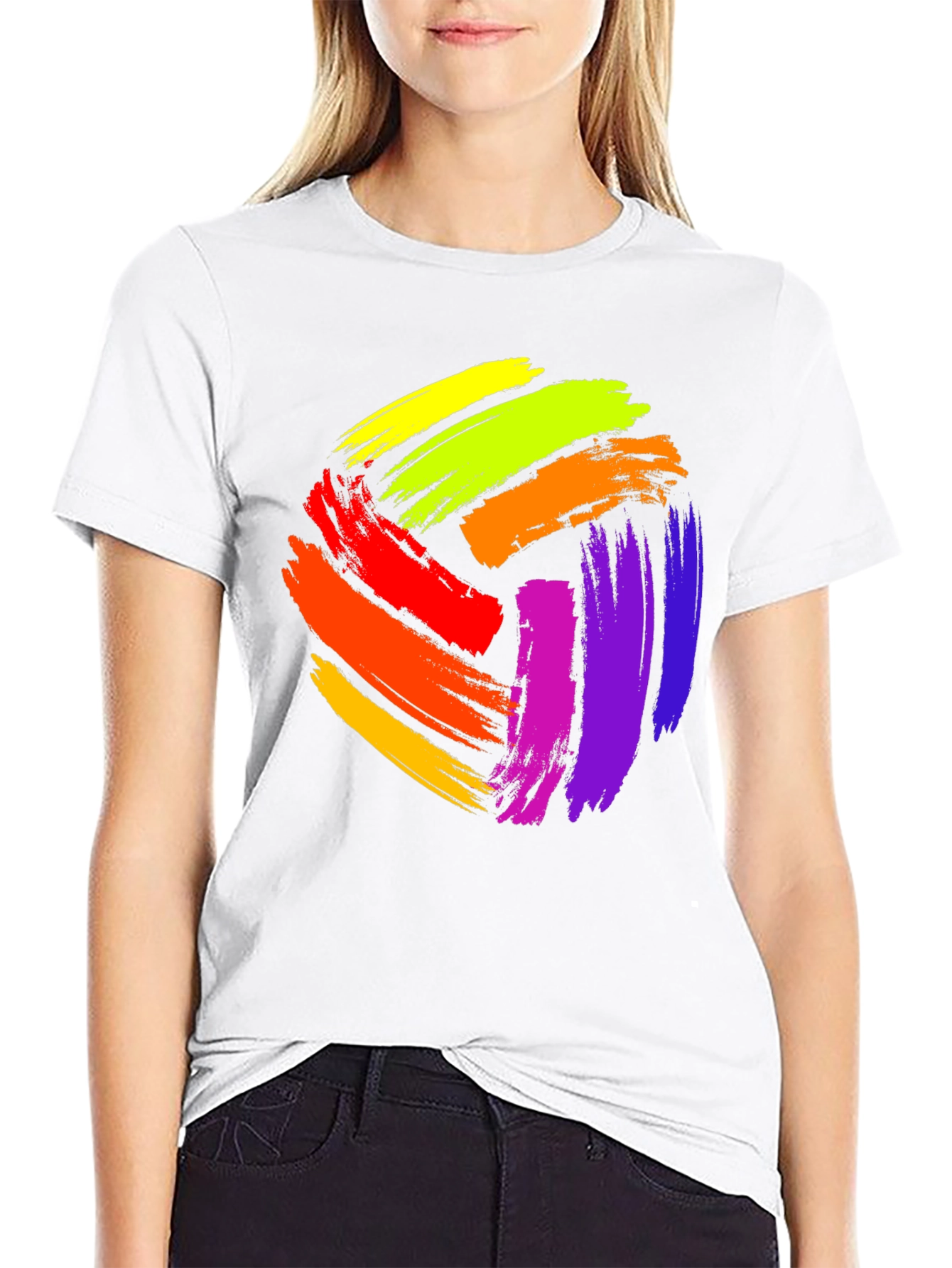 Vibrant Paint Stroke Design Black T-Shirt