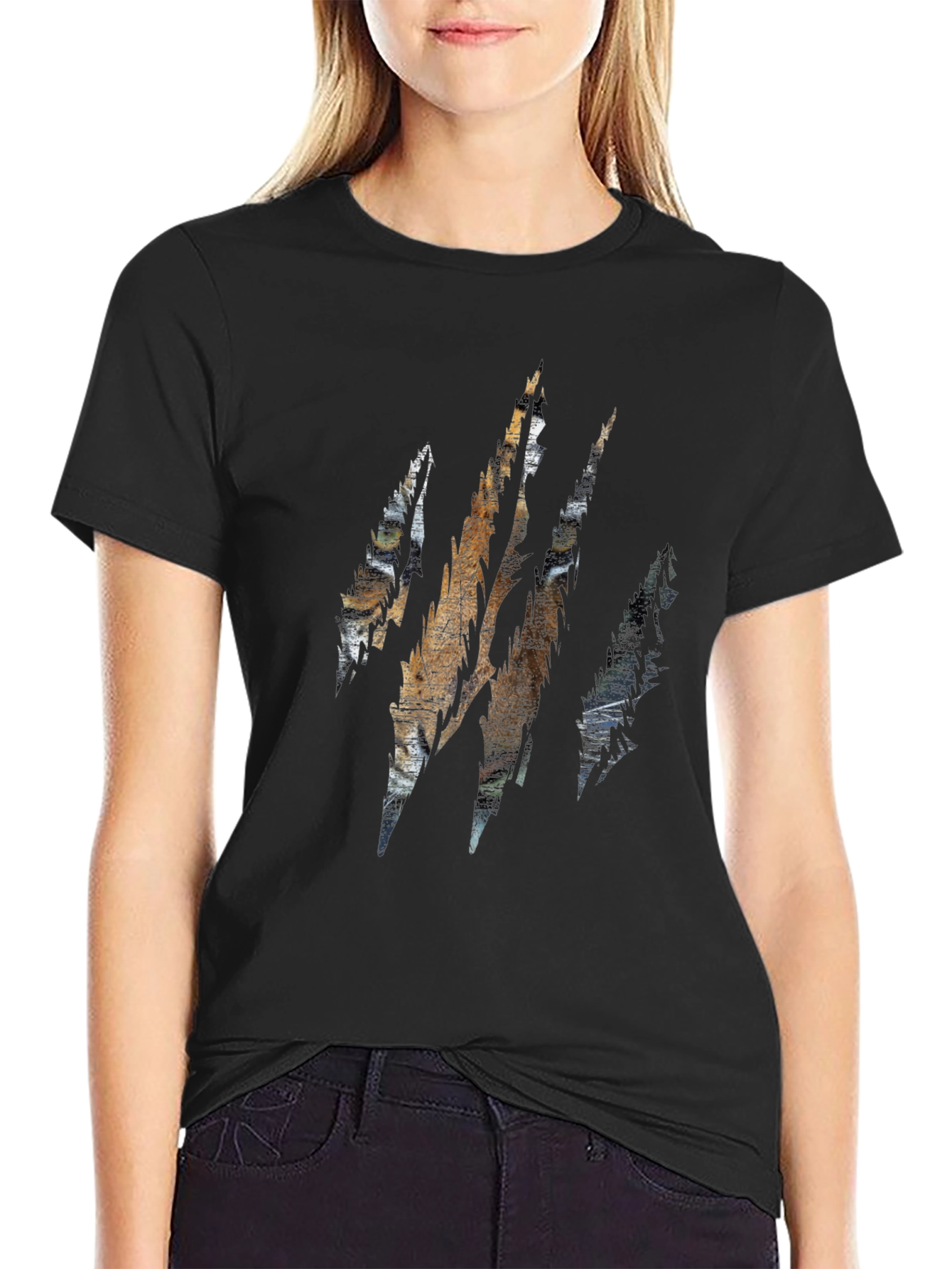 Tiger Claw Graphic Print Black T-Shirt