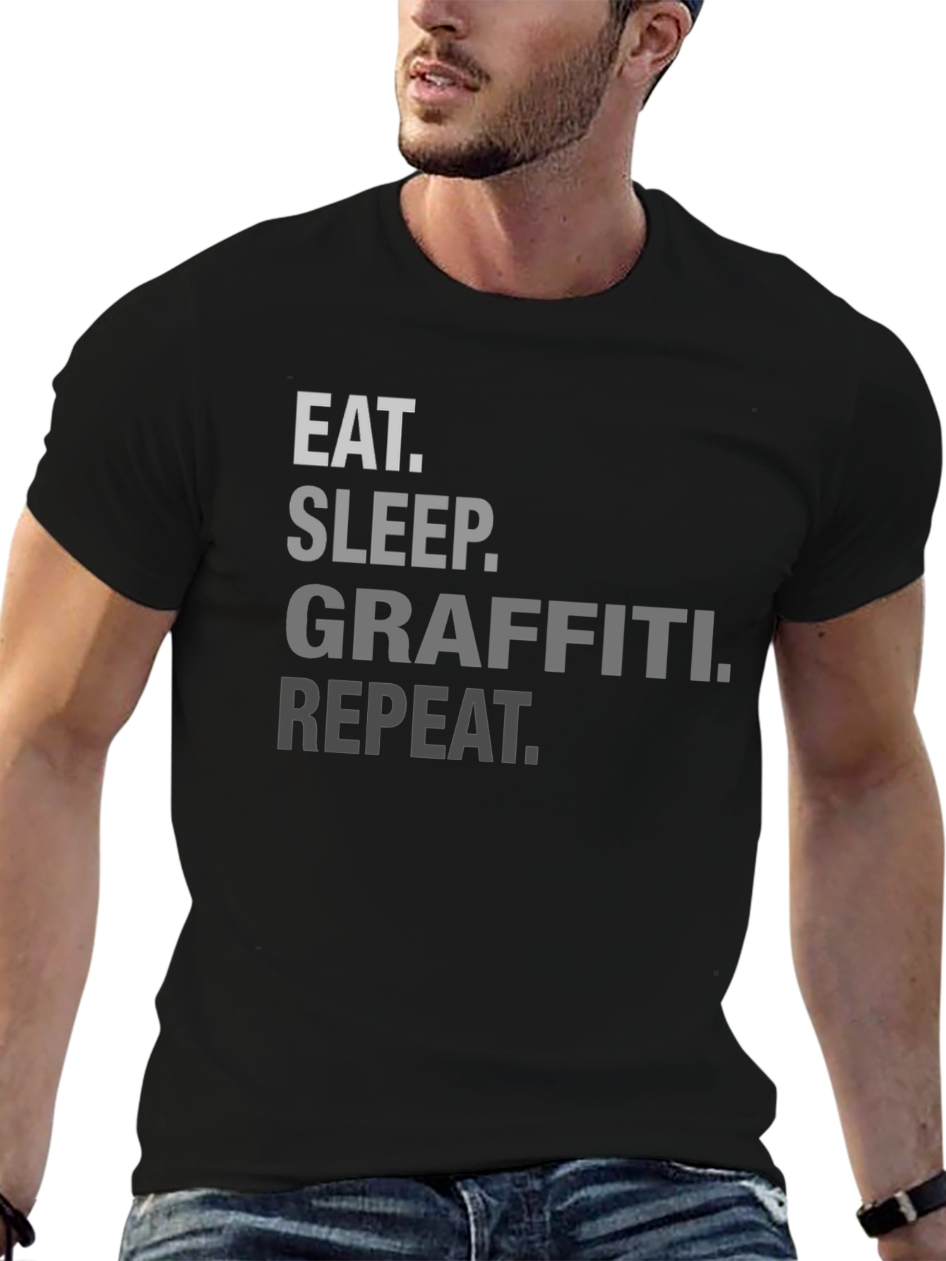 Eat Sleep Graffiti Repeat Black T-Shirt