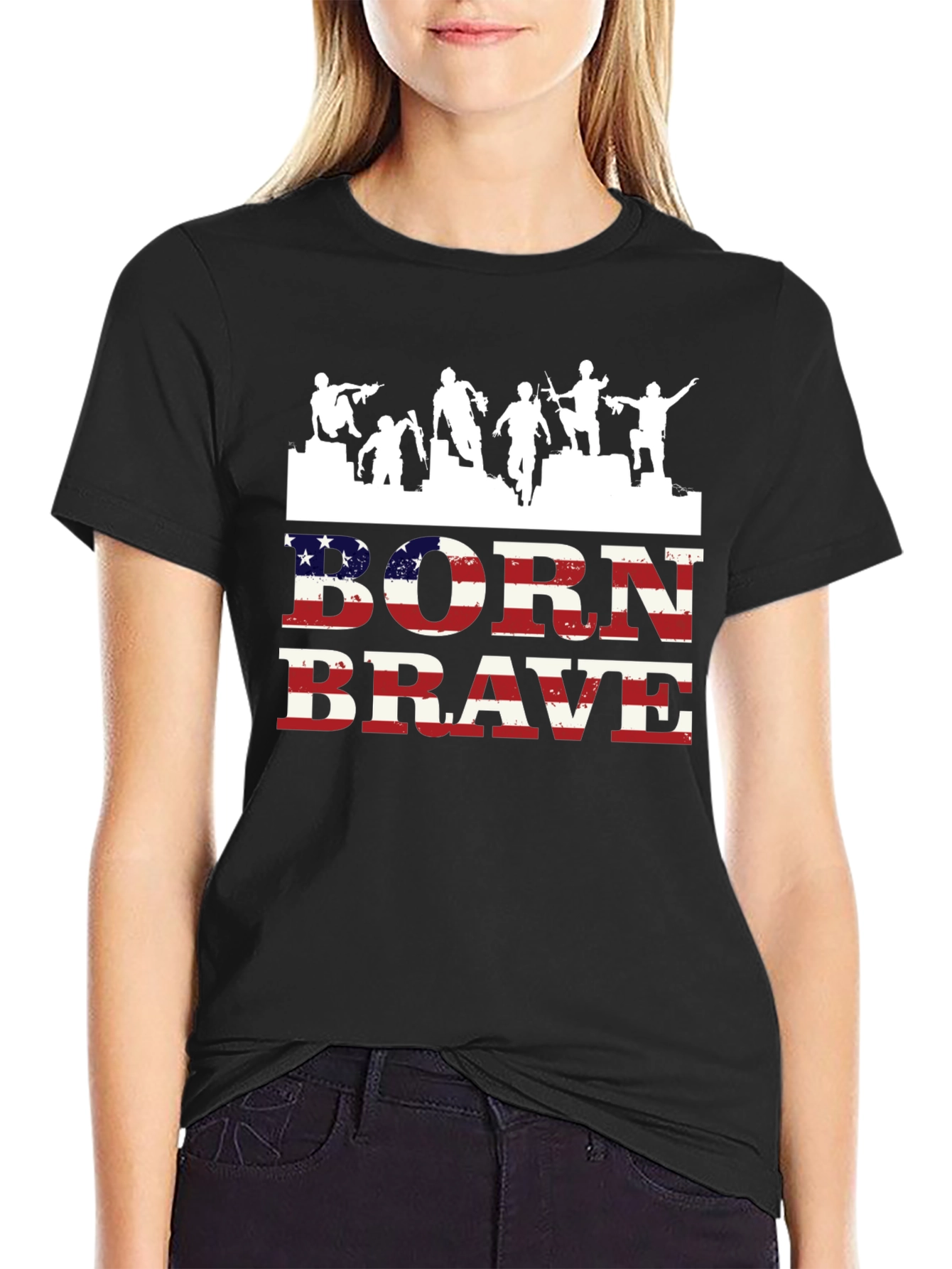 Born Brave Graphic Tee - Patriotic Mens T-Shirt