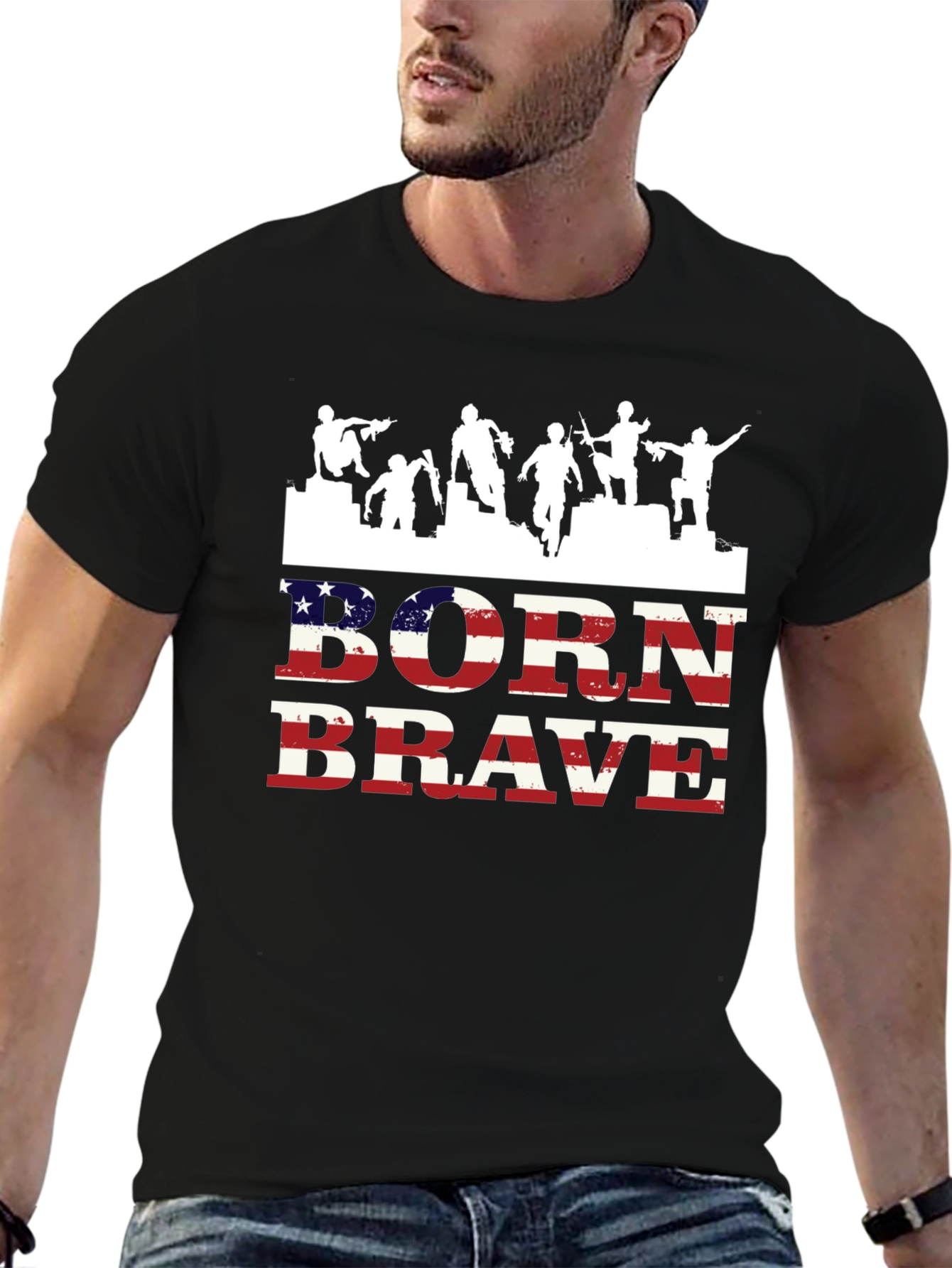 Born Brave Graphic Tee - Patriotic Mens T-Shirt