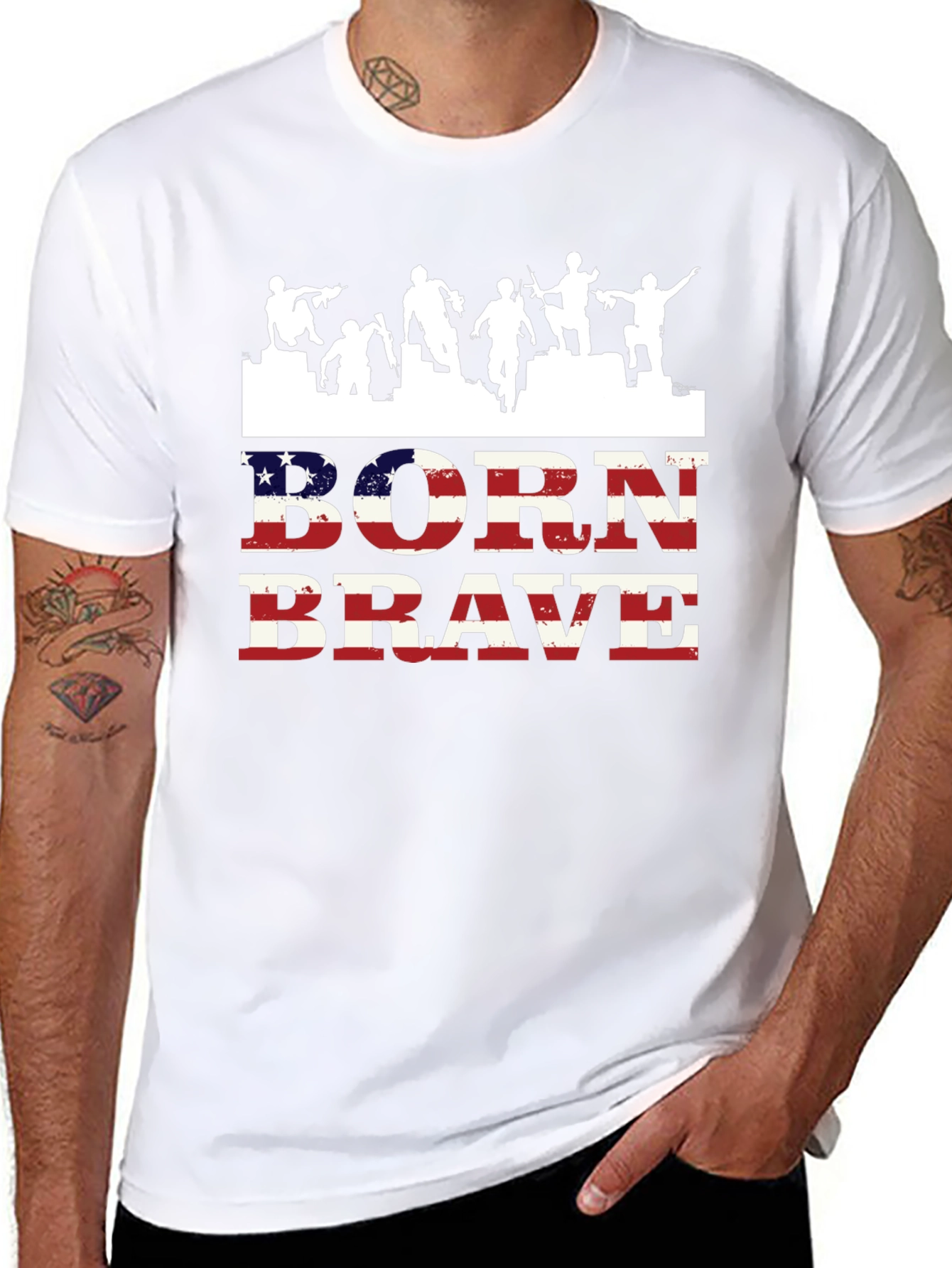 Born Brave Graphic Tee - Patriotic Mens T-Shirt