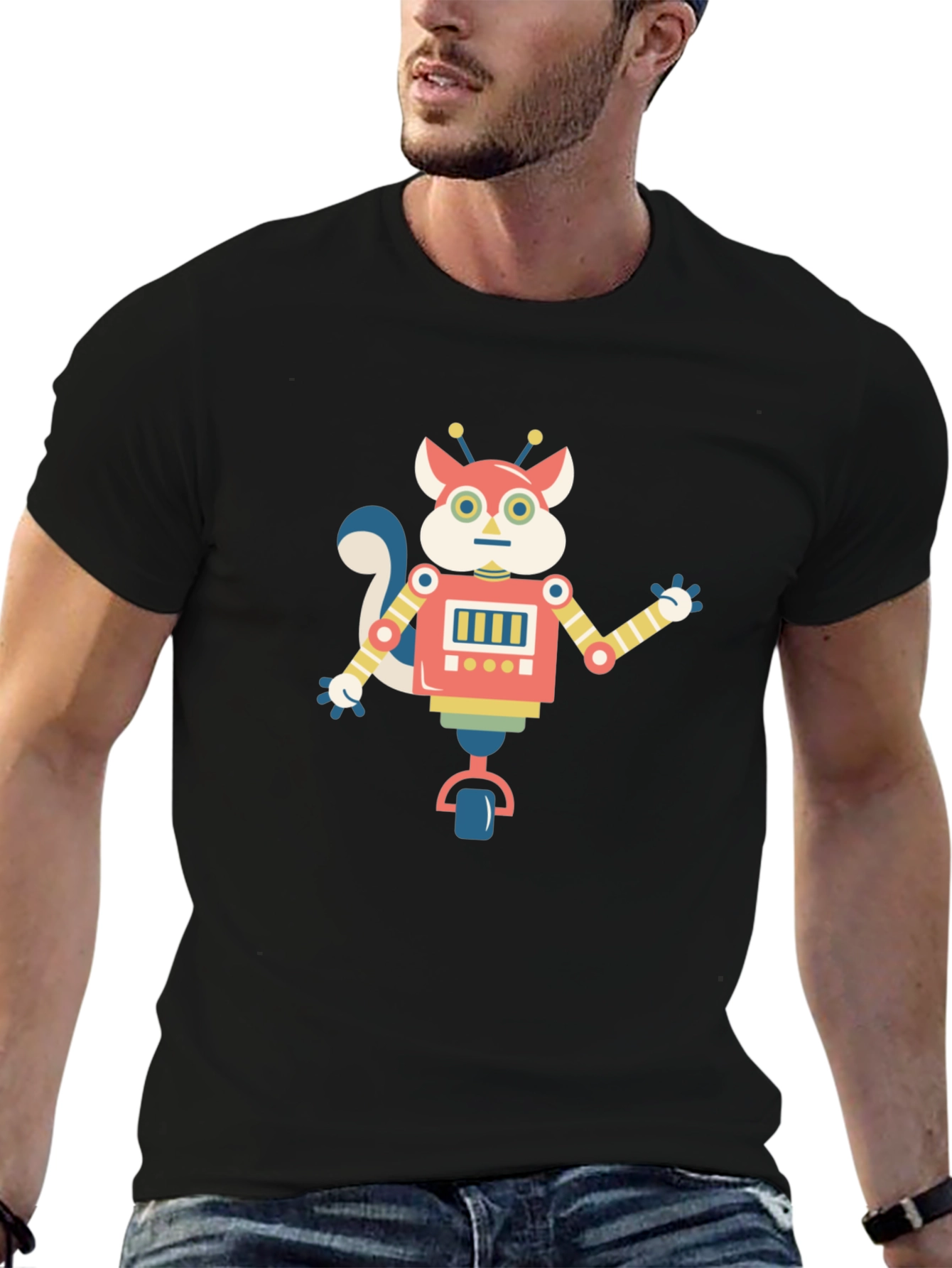 Robot Squirrel Graphic Tee - Quirky Fun Shirt
