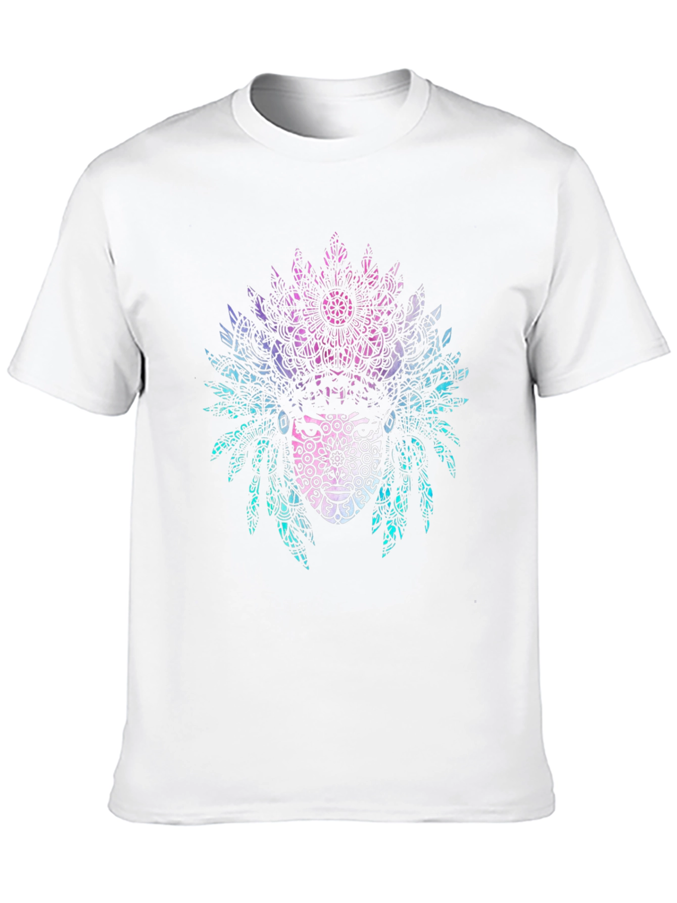 Tribal Mandala Headdress Graphic Tee - Black