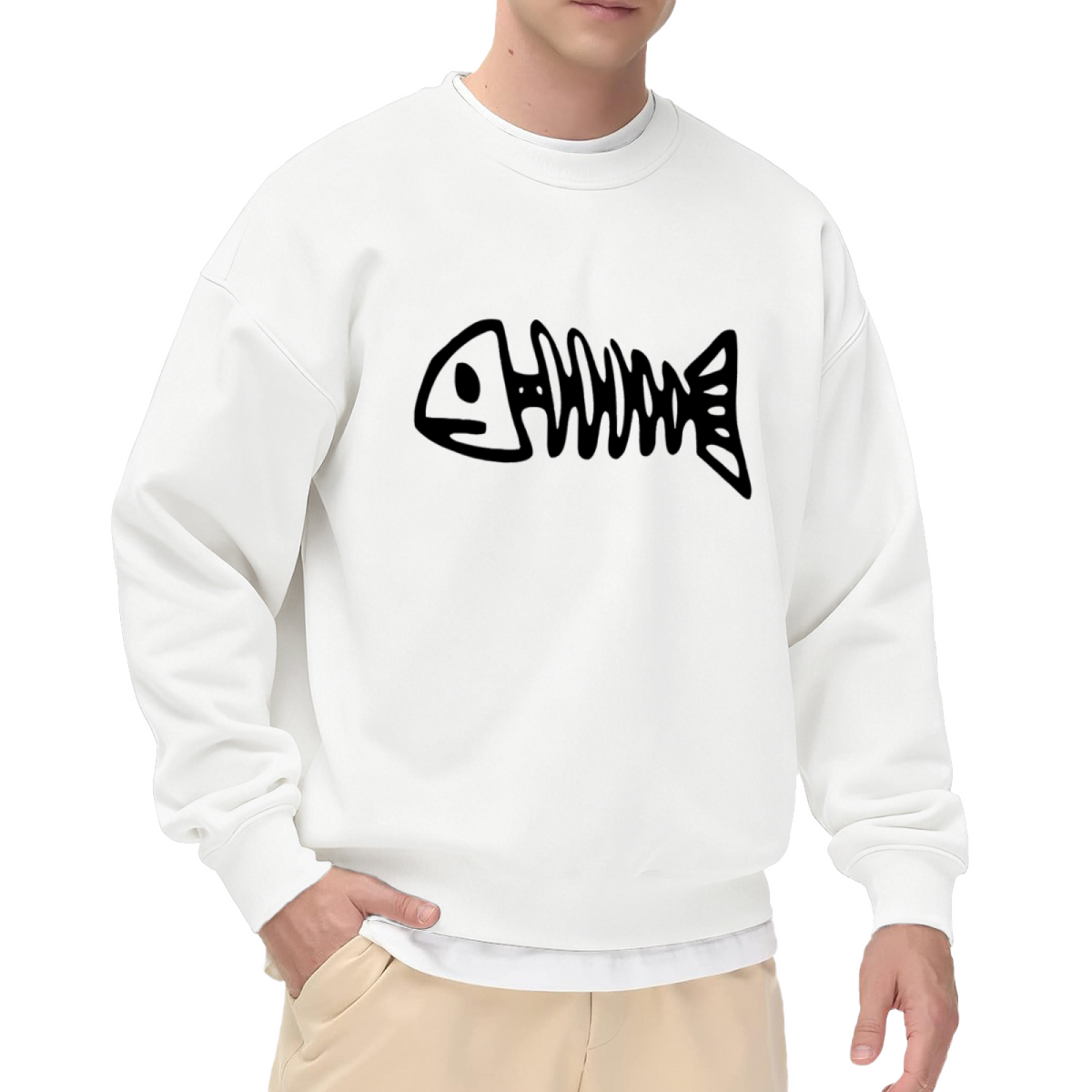 Bold Fish Skeleton Art & Fish Graphic ԲÁìÎÀÒÂ - Unique Design Pullover Sweatshirt