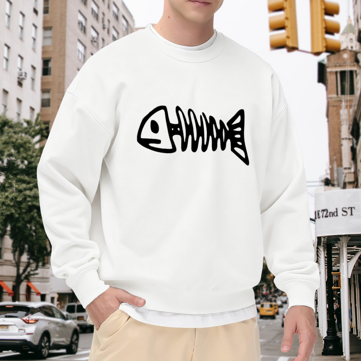 Bold Fish Skeleton Art & Fish Graphic ԲÁìÎÀÒÂ - Unique Design Pullover Sweatshirt