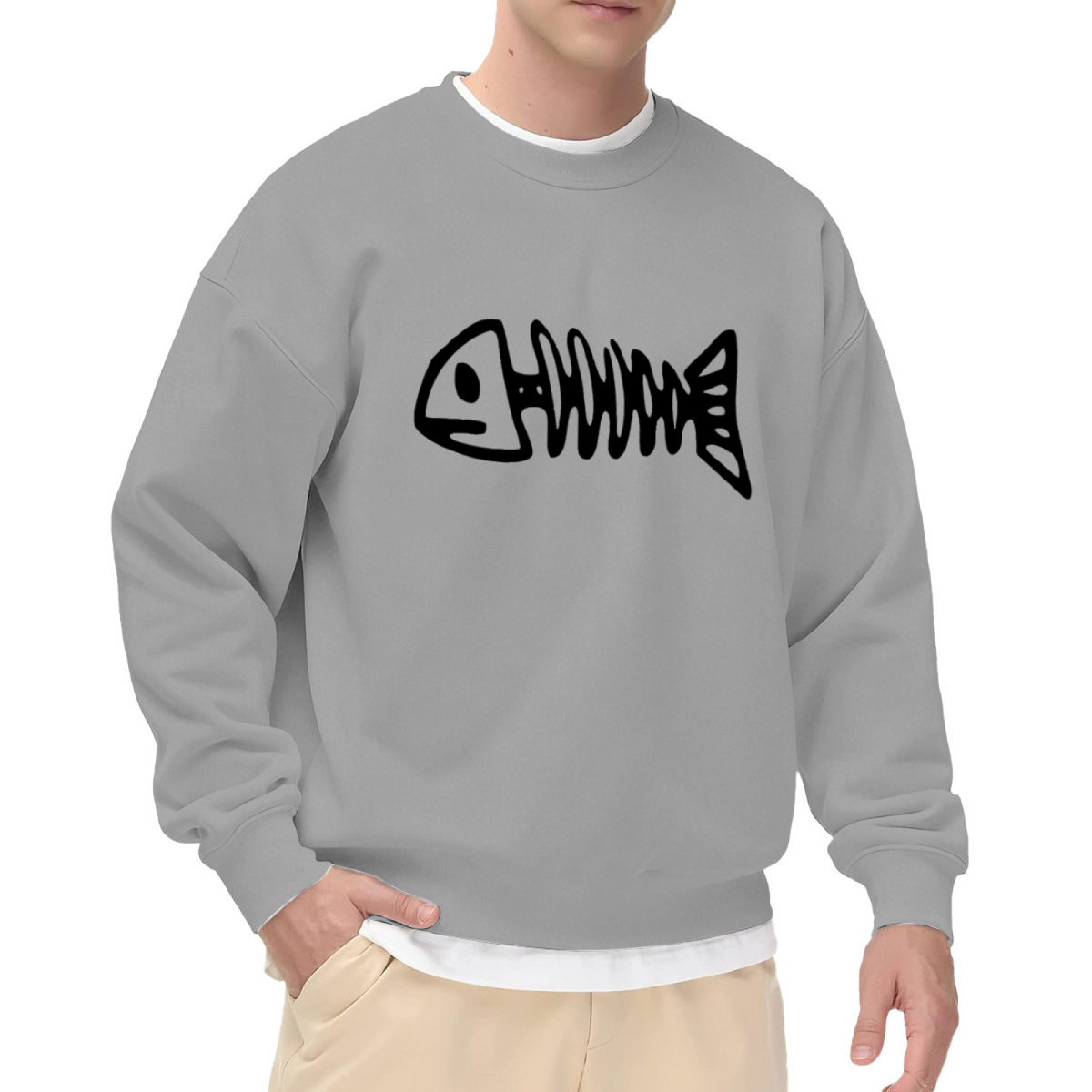 Bold Fish Skeleton Art & Fish Graphic ԲÁìÎÀÒÂ - Unique Design Pullover Sweatshirt