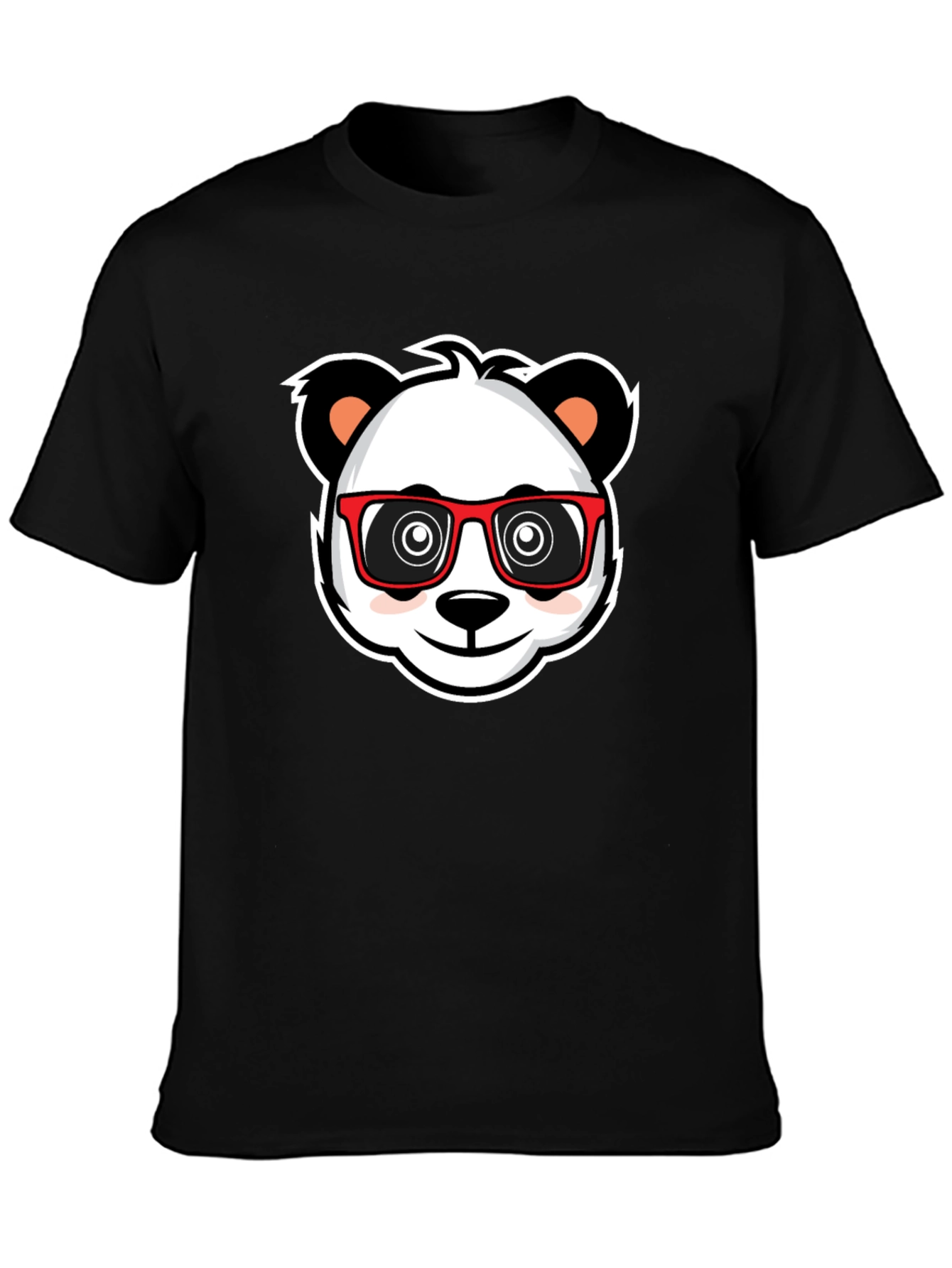Cool Panda in Glasses Black T-Shirt
