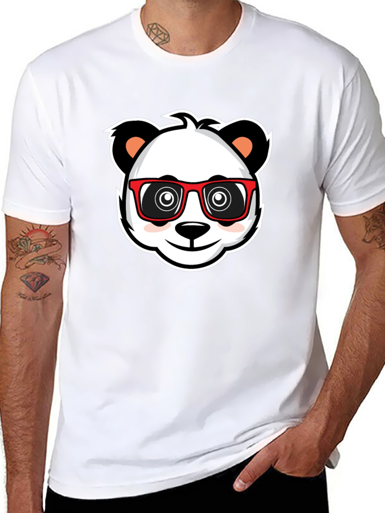 Cool Panda in Glasses Black T-Shirt