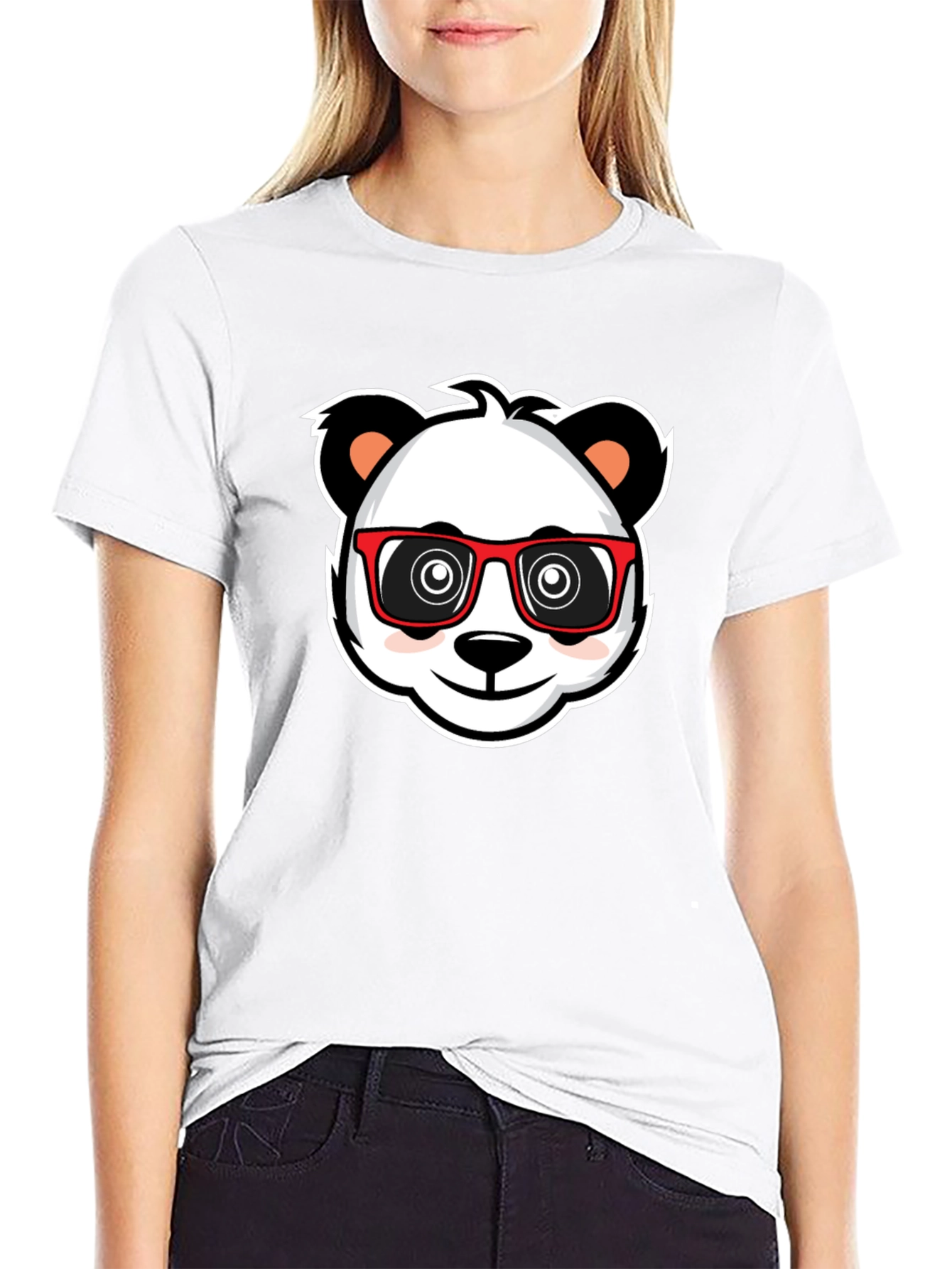 Cool Panda in Glasses Black T-Shirt