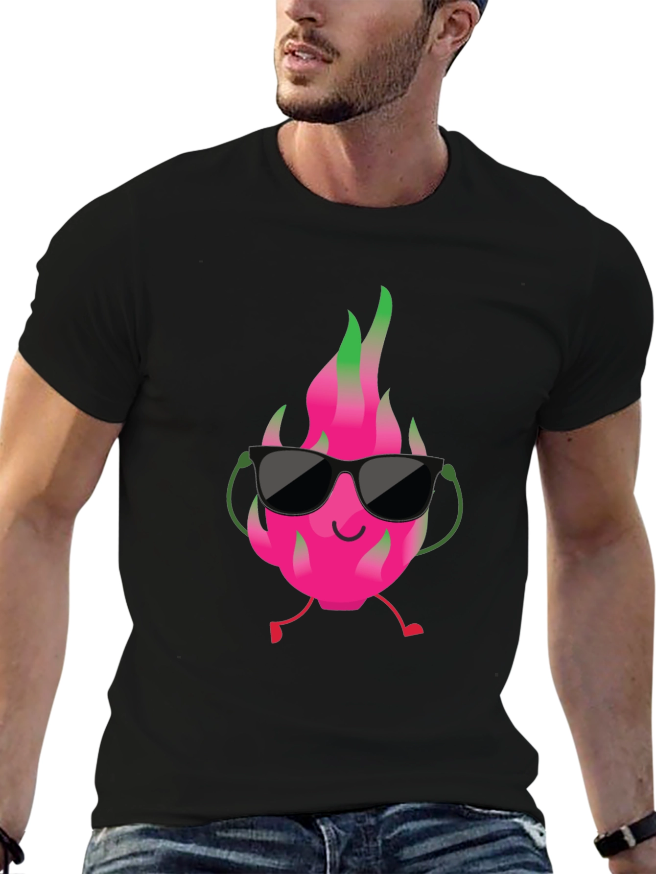 Cool Dragon Fruit Graphic Tee - Black T-Shirt