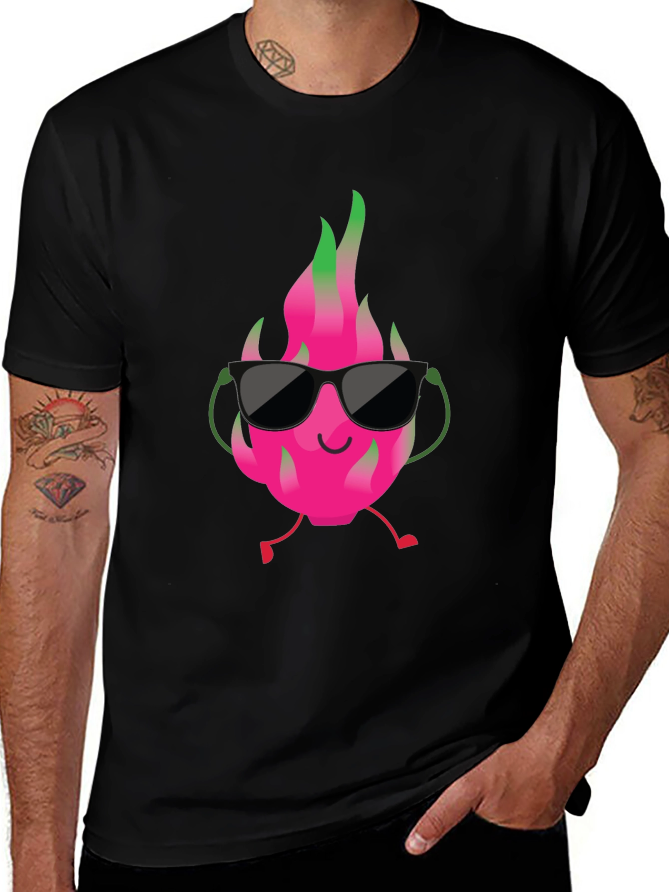 Cool Dragon Fruit Graphic Tee - Black T-Shirt