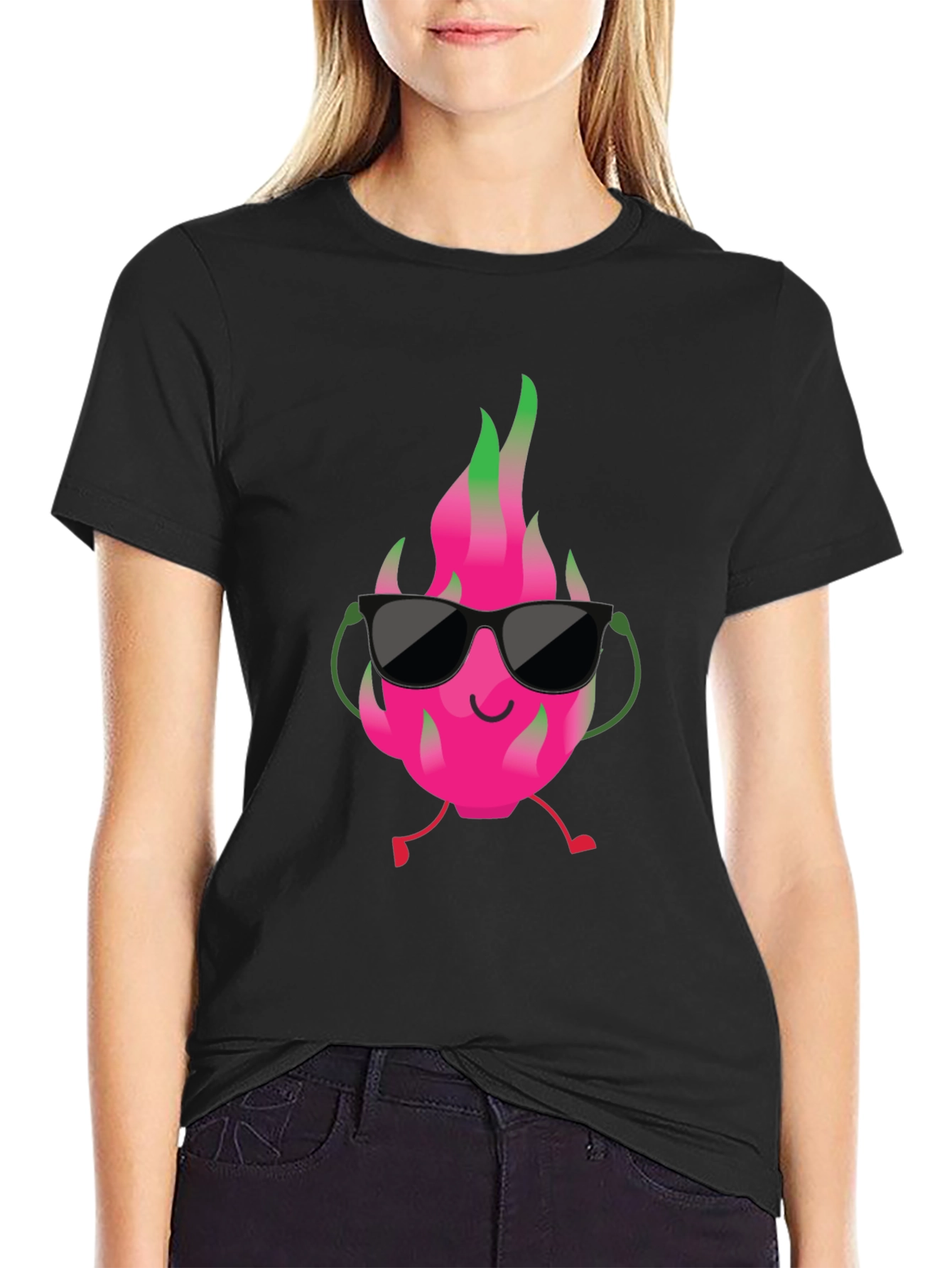 Cool Dragon Fruit Graphic Tee - Black T-Shirt
