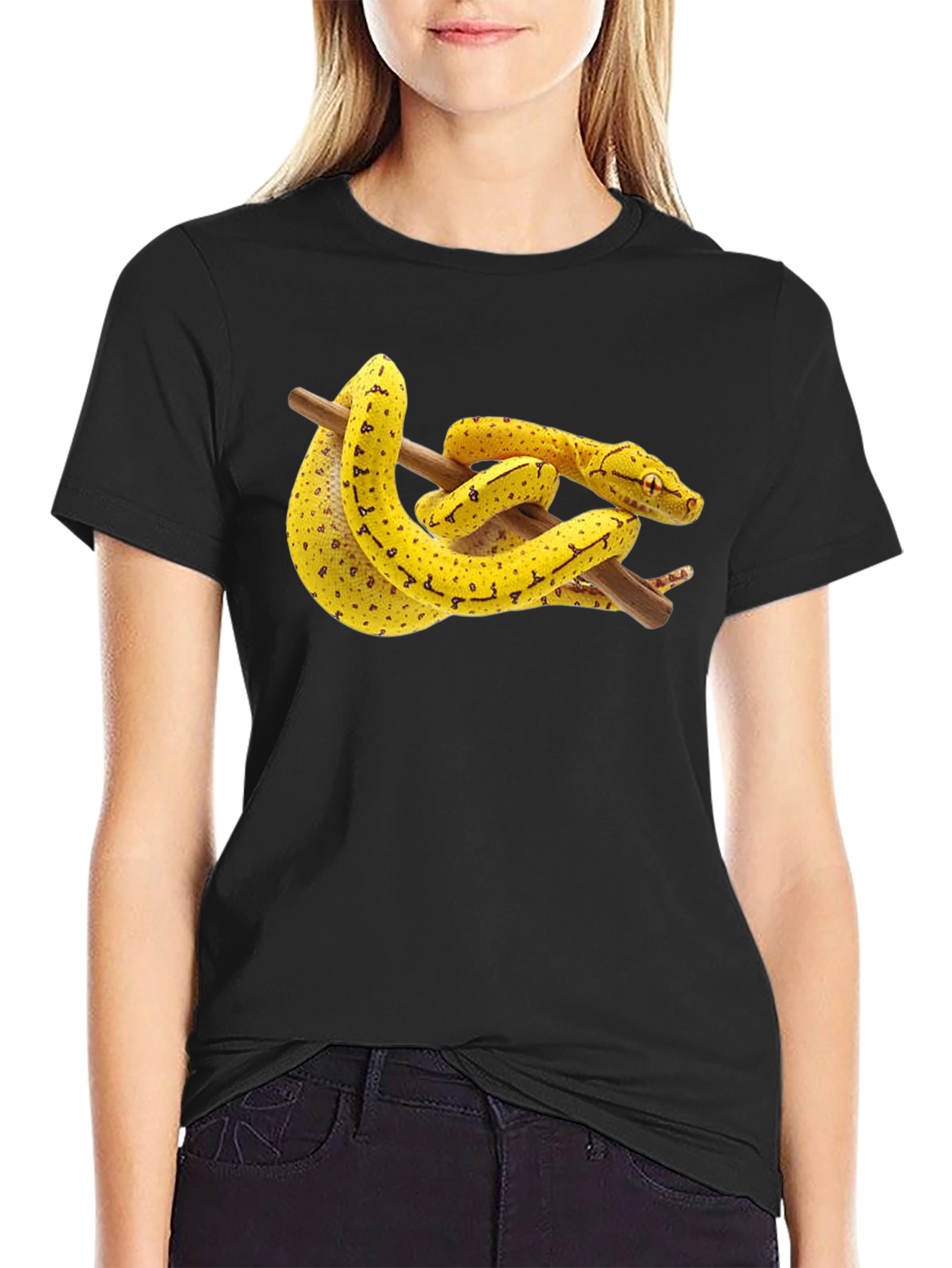 Snake on Branch Graphic T-Shirt - Black