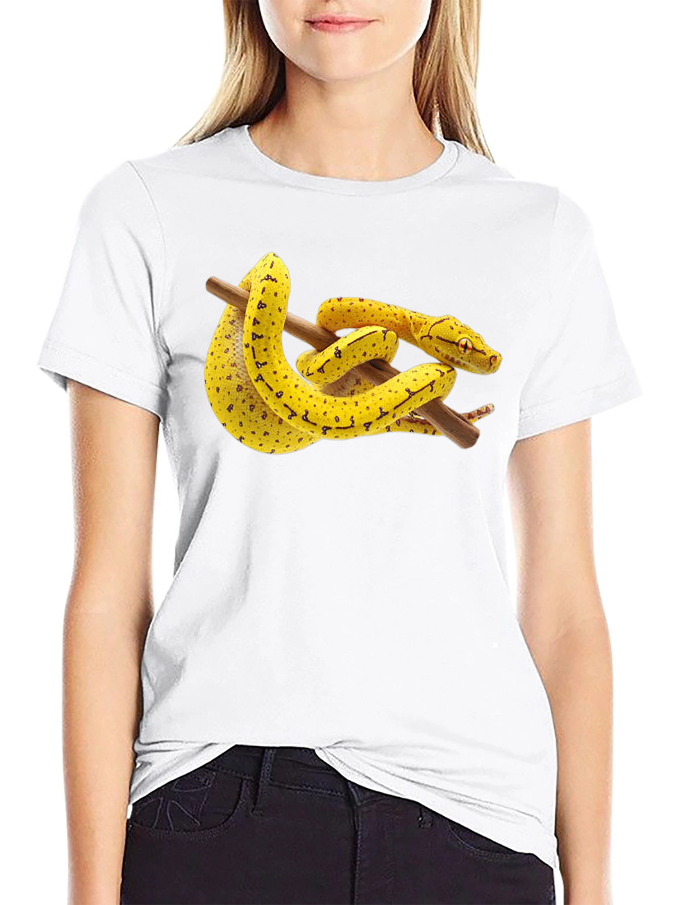 Snake on Branch Graphic T-Shirt - Black