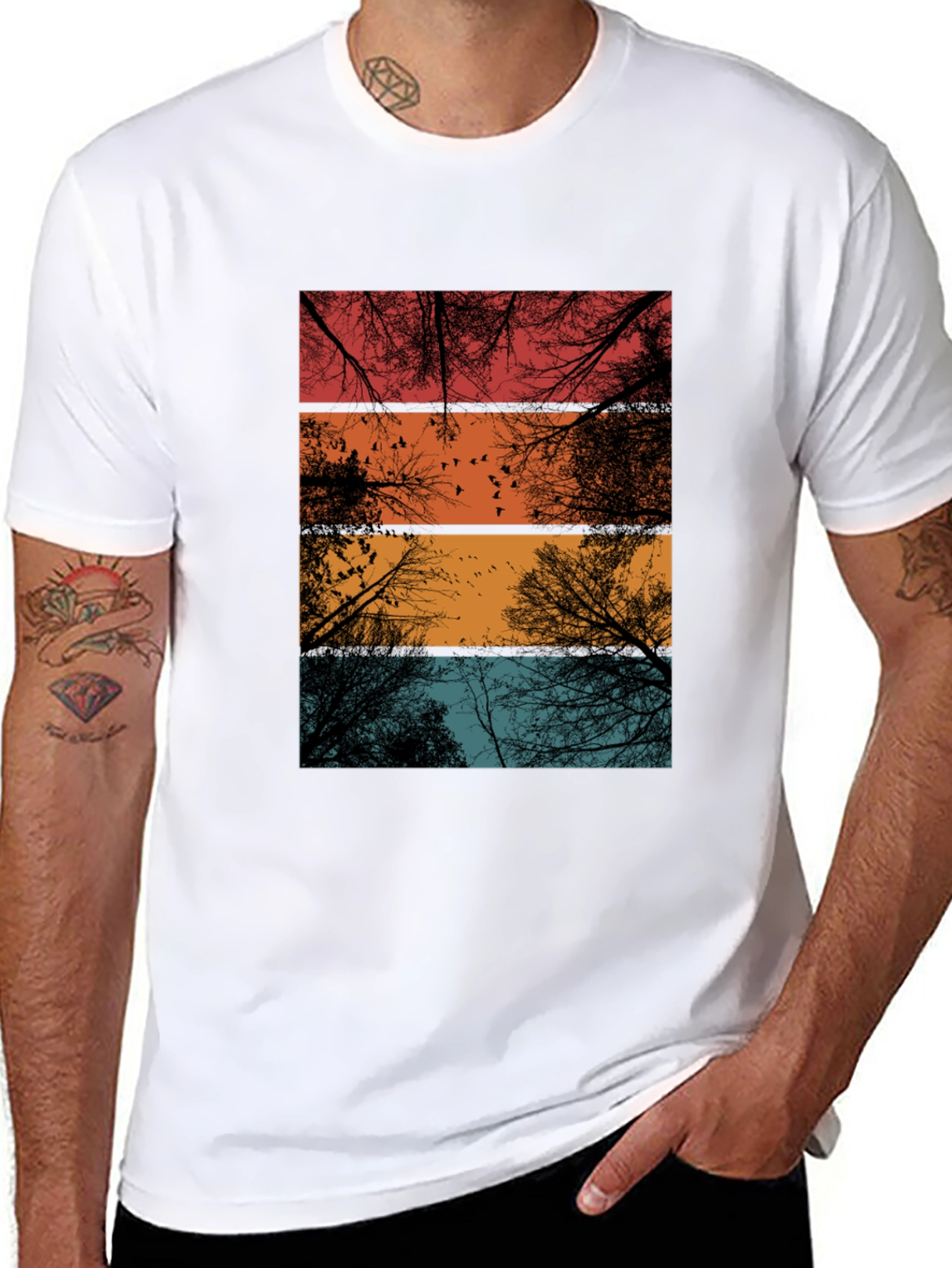Retro Trees T-Shirt - Nature Lover Tee