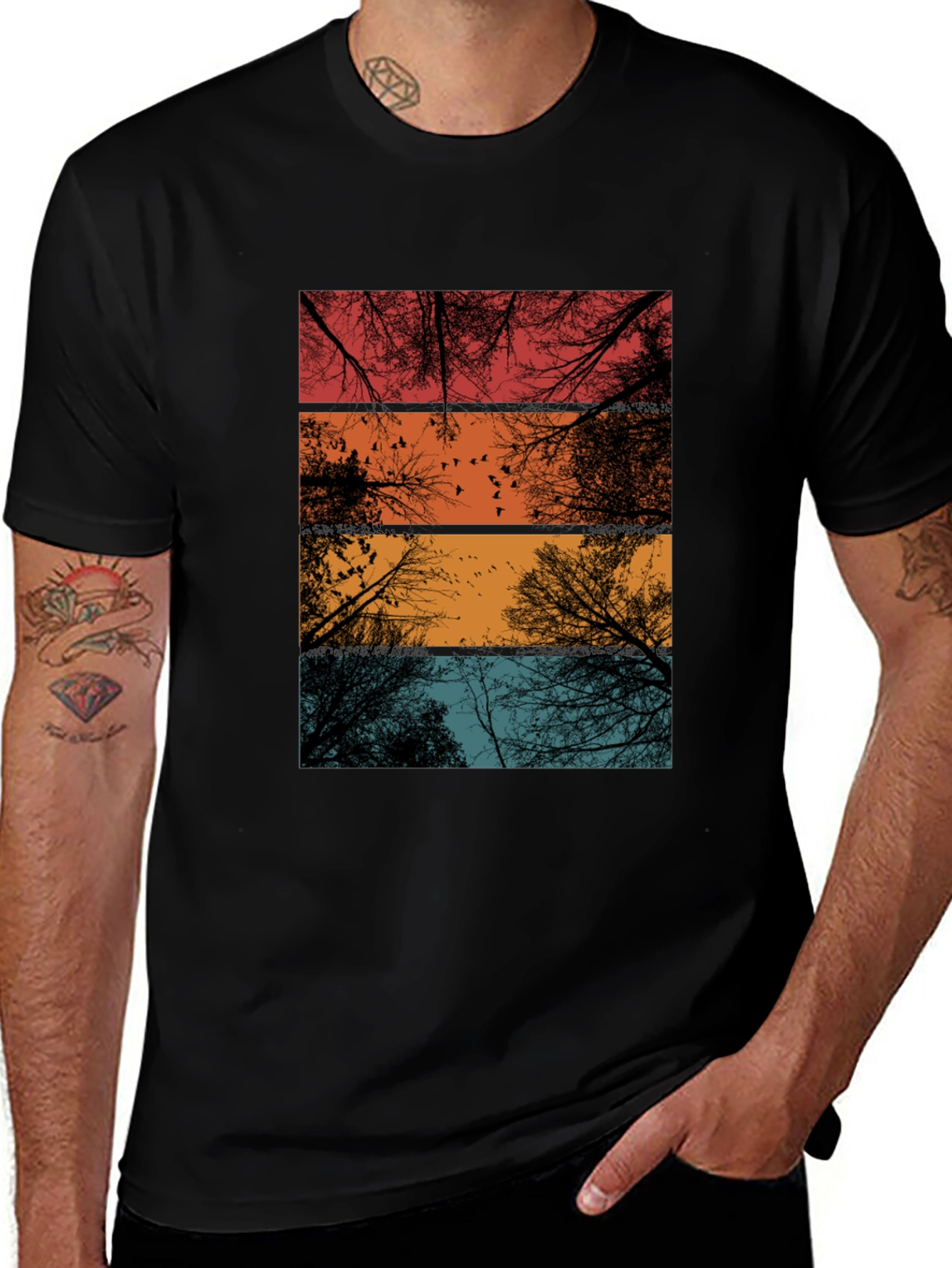 Retro Trees T-Shirt - Nature Lover Tee