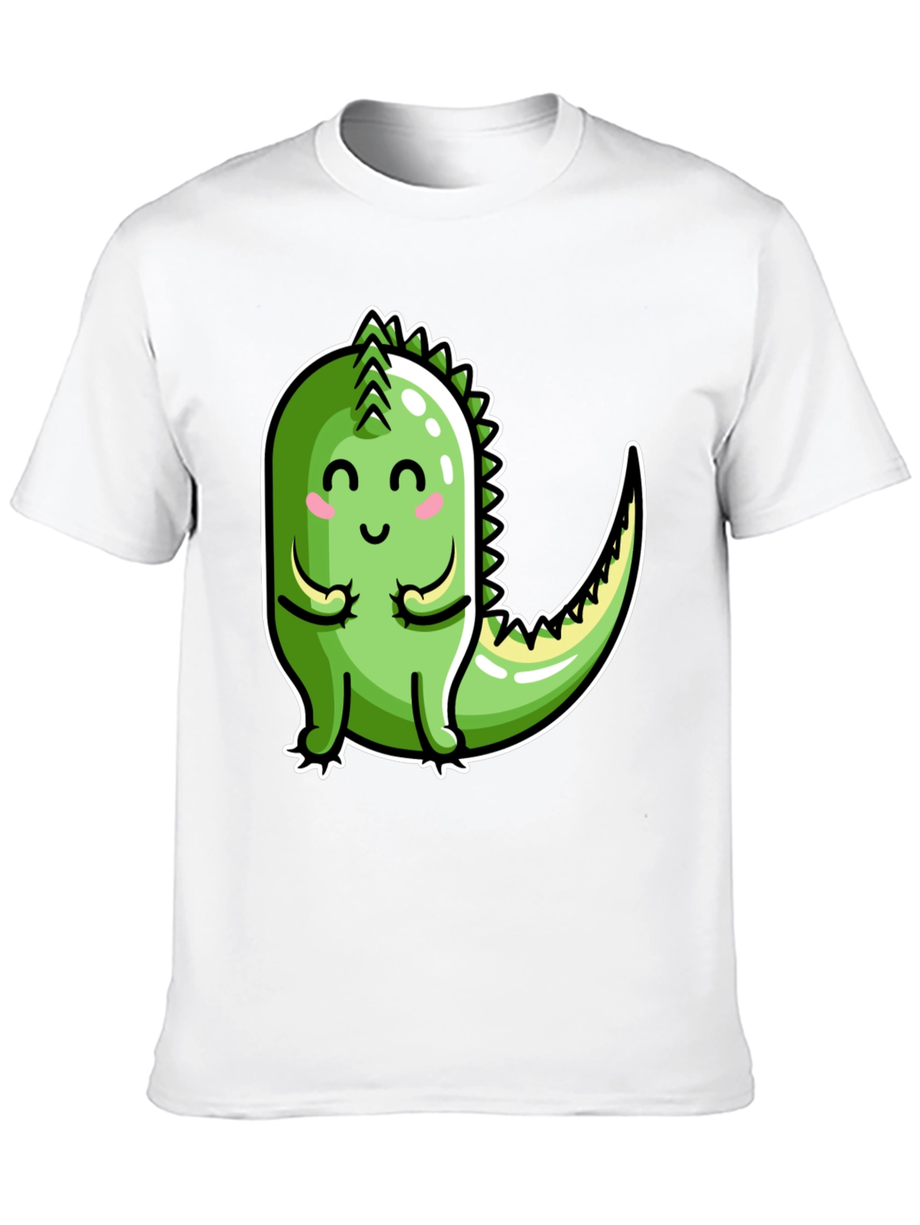 Cute Cartoon Dinosaur Graphic Tee - Black