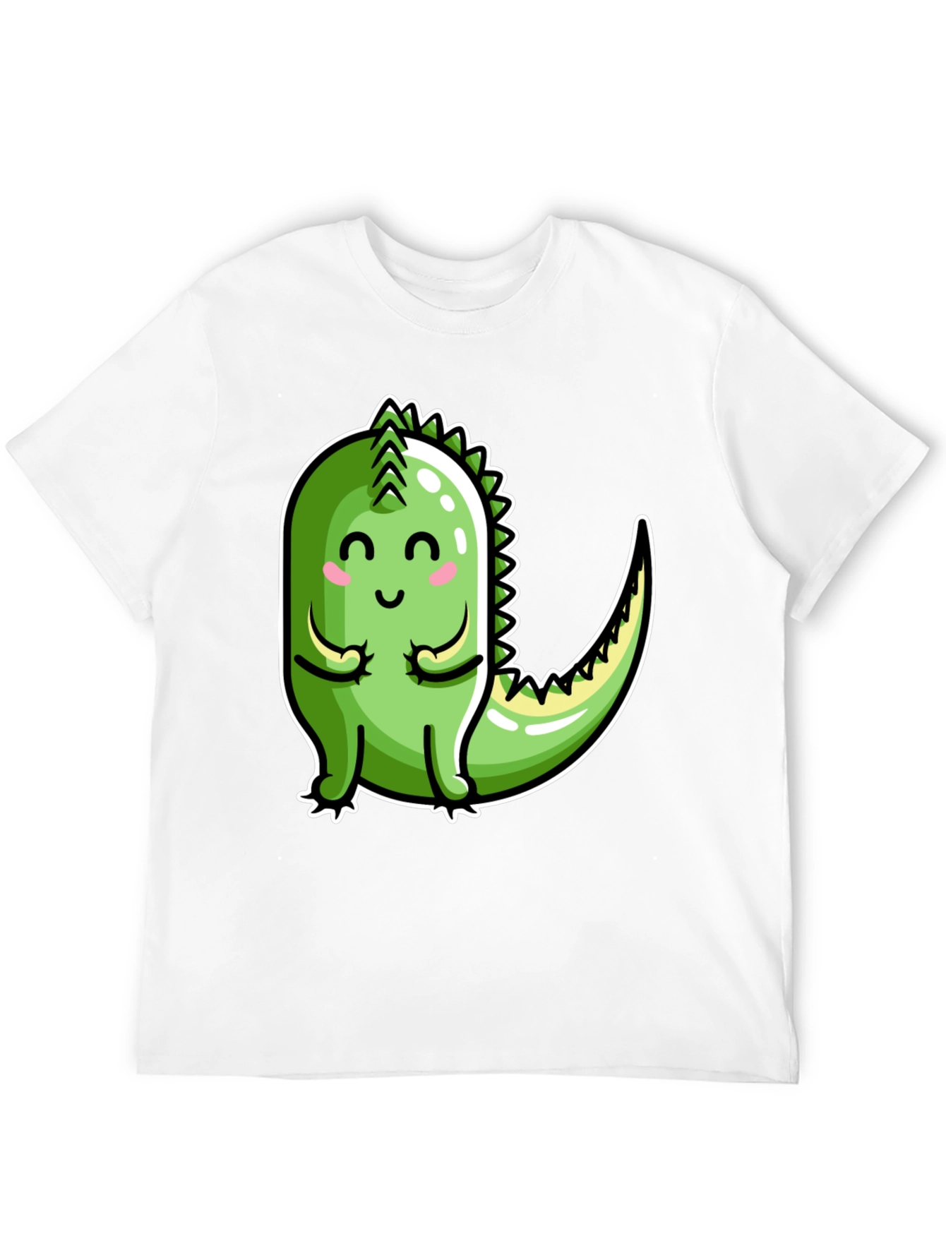 Cute Cartoon Dinosaur Graphic Tee - Black