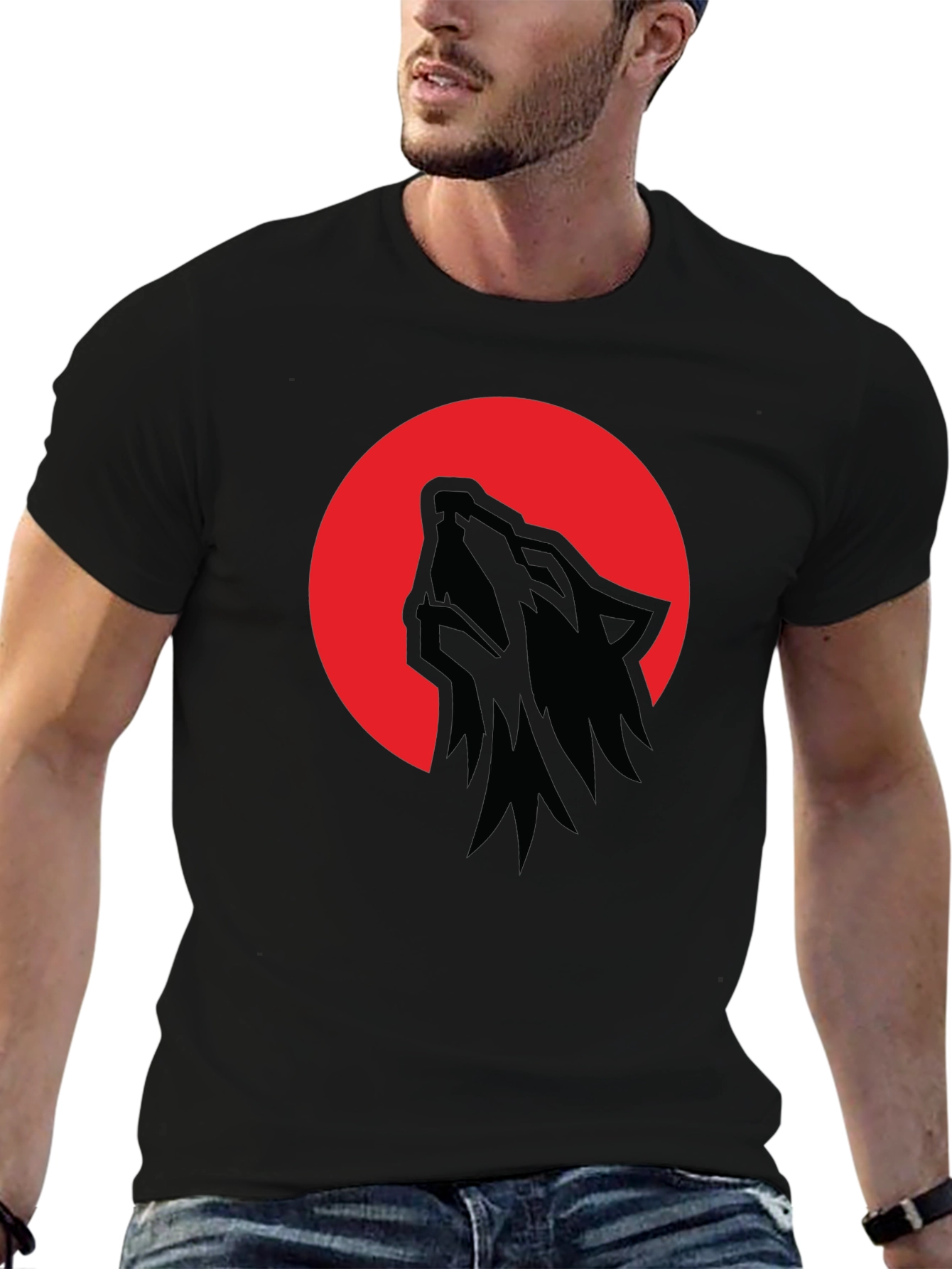 Wolf Moon T-Shirt - Mens Black Graphic Tee