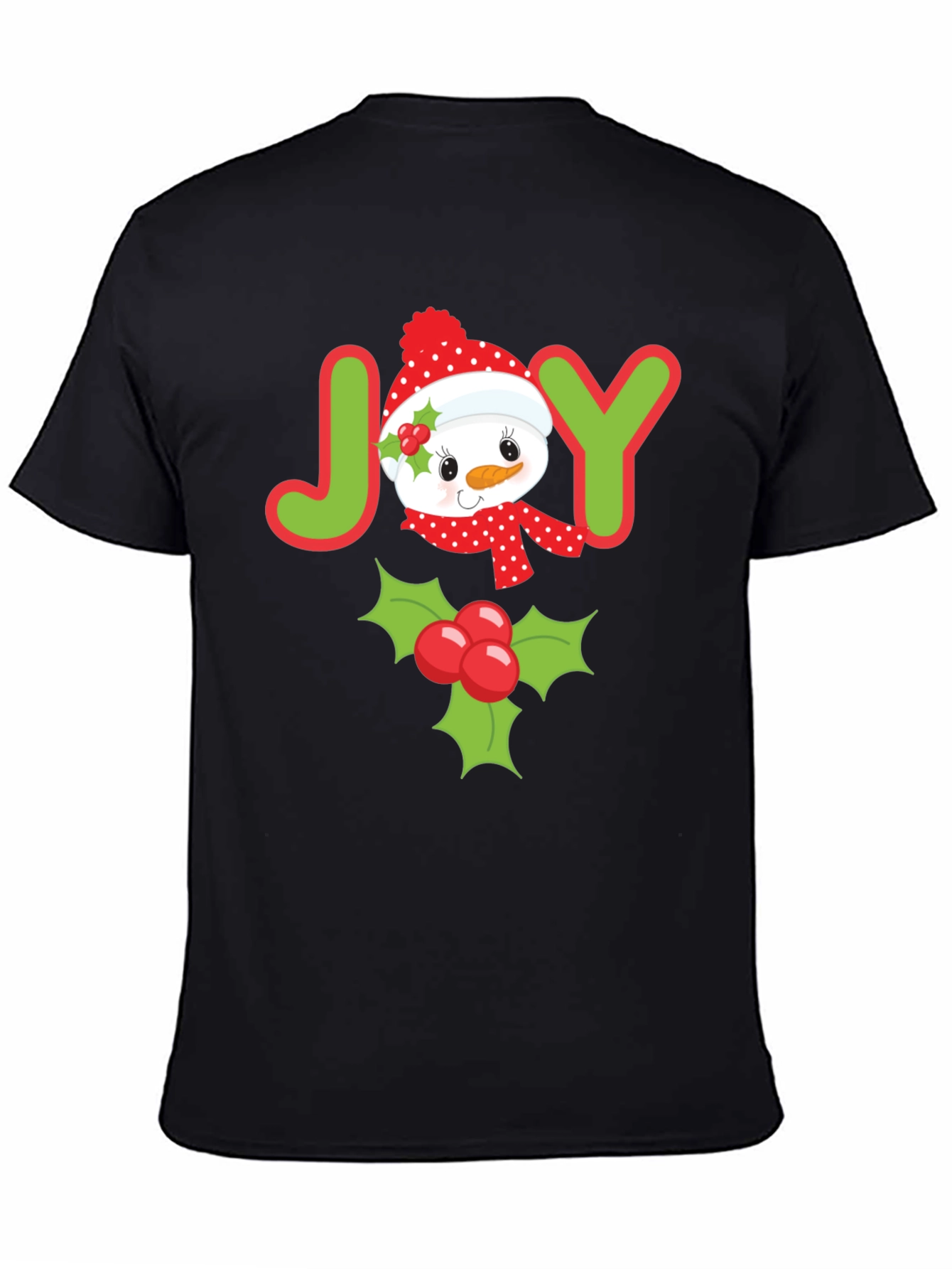Joyful Holiday T-Shirt with Snowman and Holly