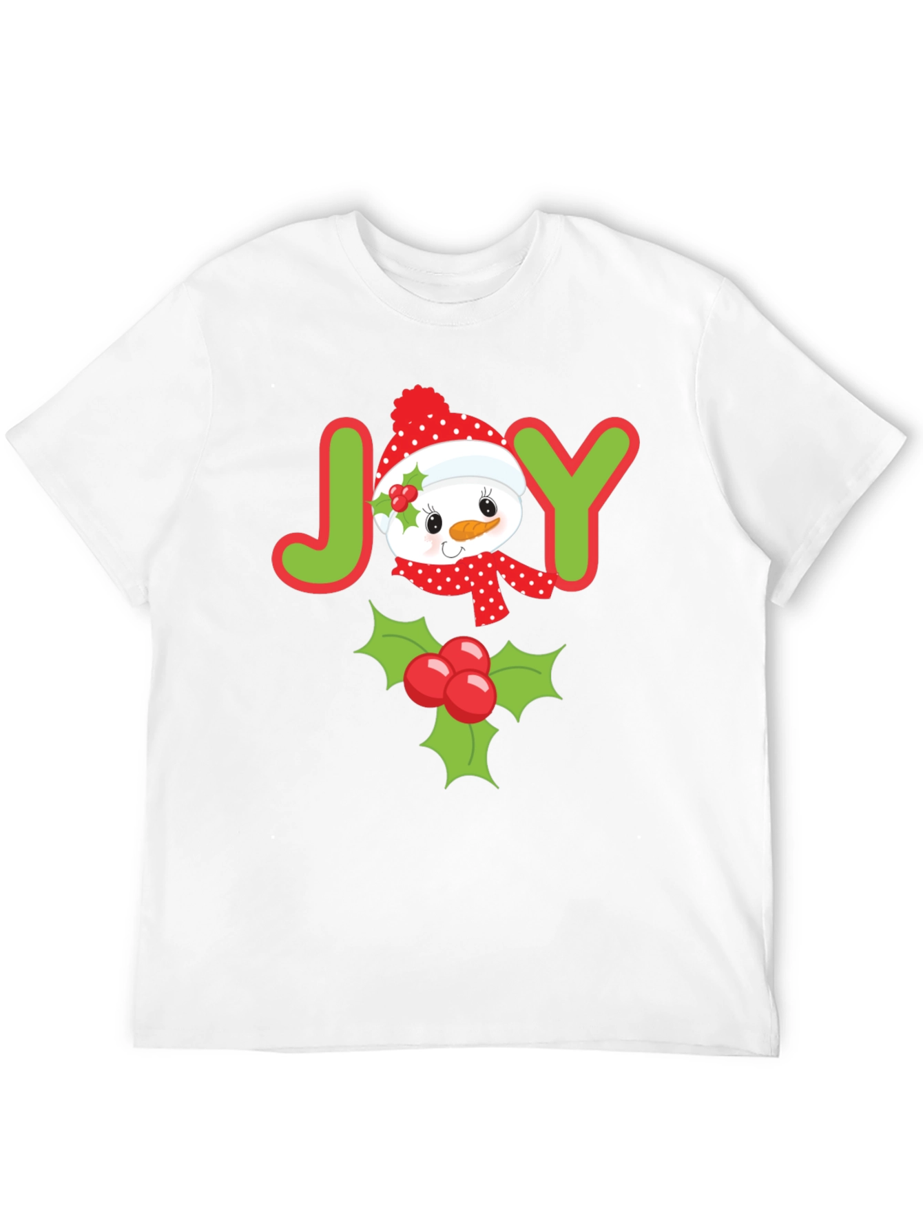 Joyful Holiday T-Shirt with Snowman and Holly