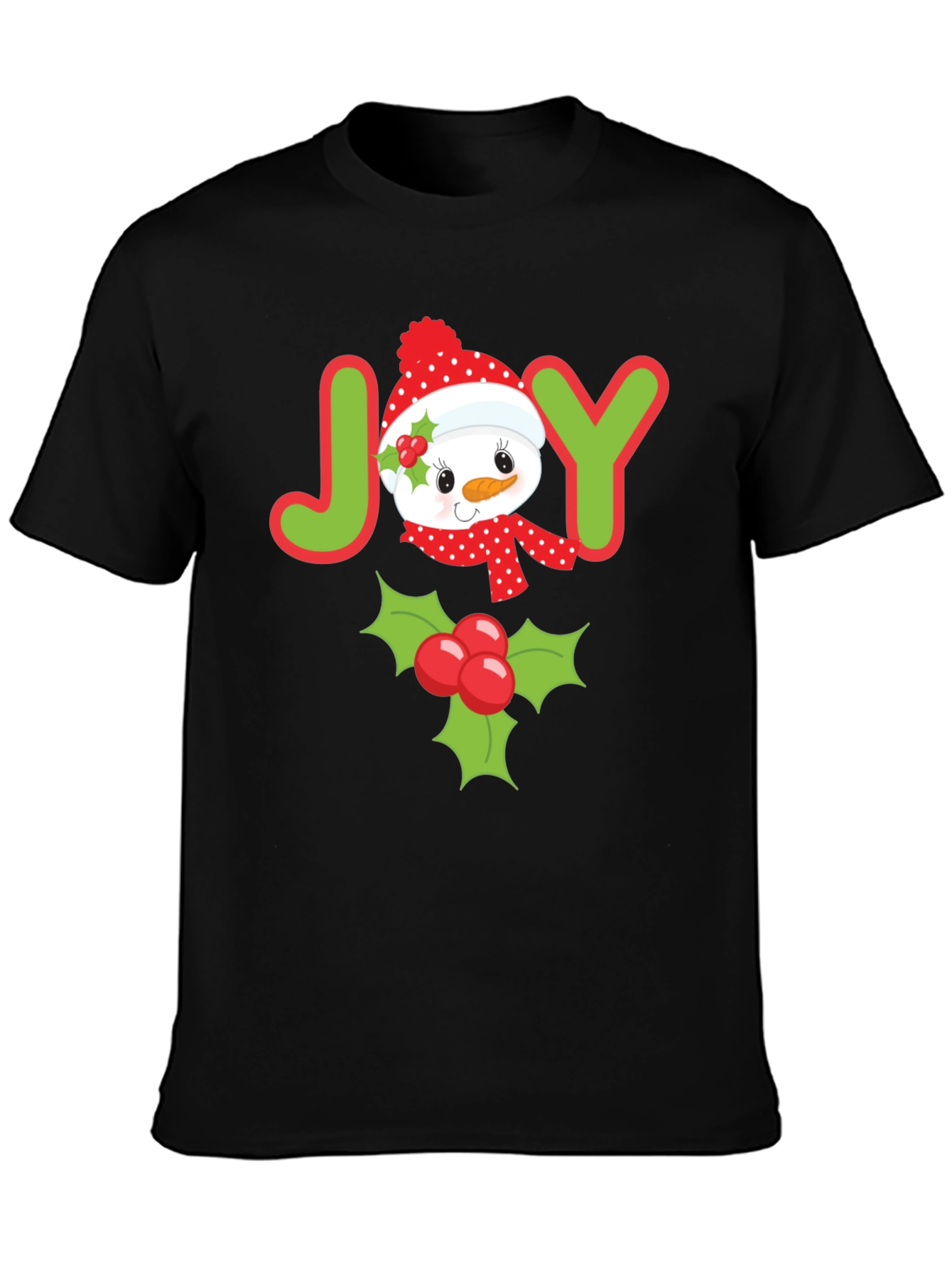 Joyful Holiday T-Shirt with Snowman and Holly