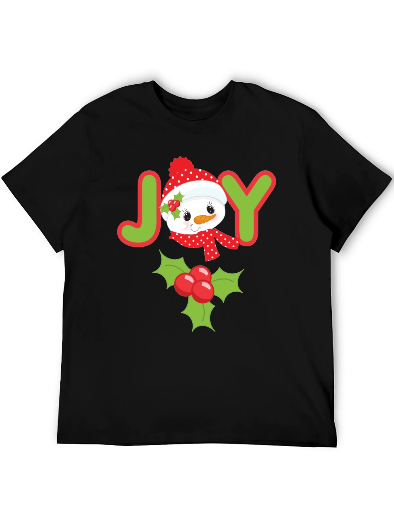 Joyful Holiday T-Shirt with Snowman and Holly