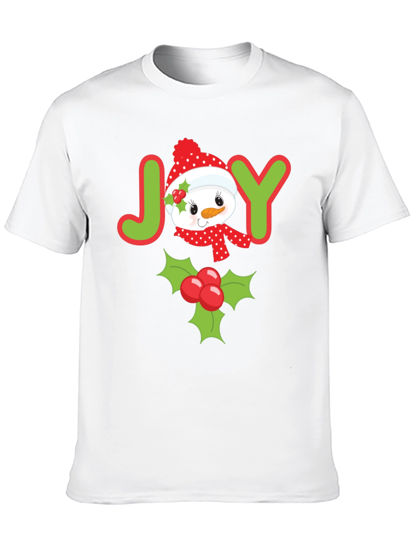Joyful Holiday T-Shirt with Snowman and Holly