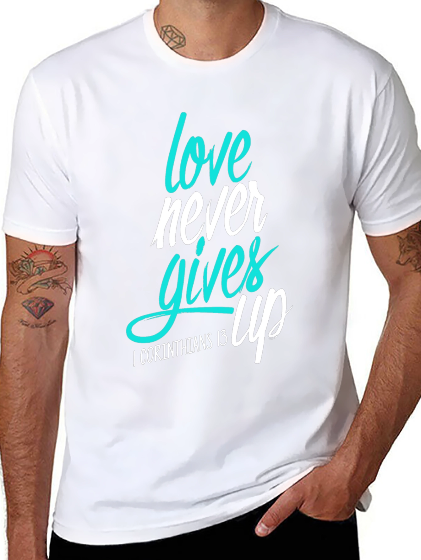 Love Never Gives Up Christian T-Shirt