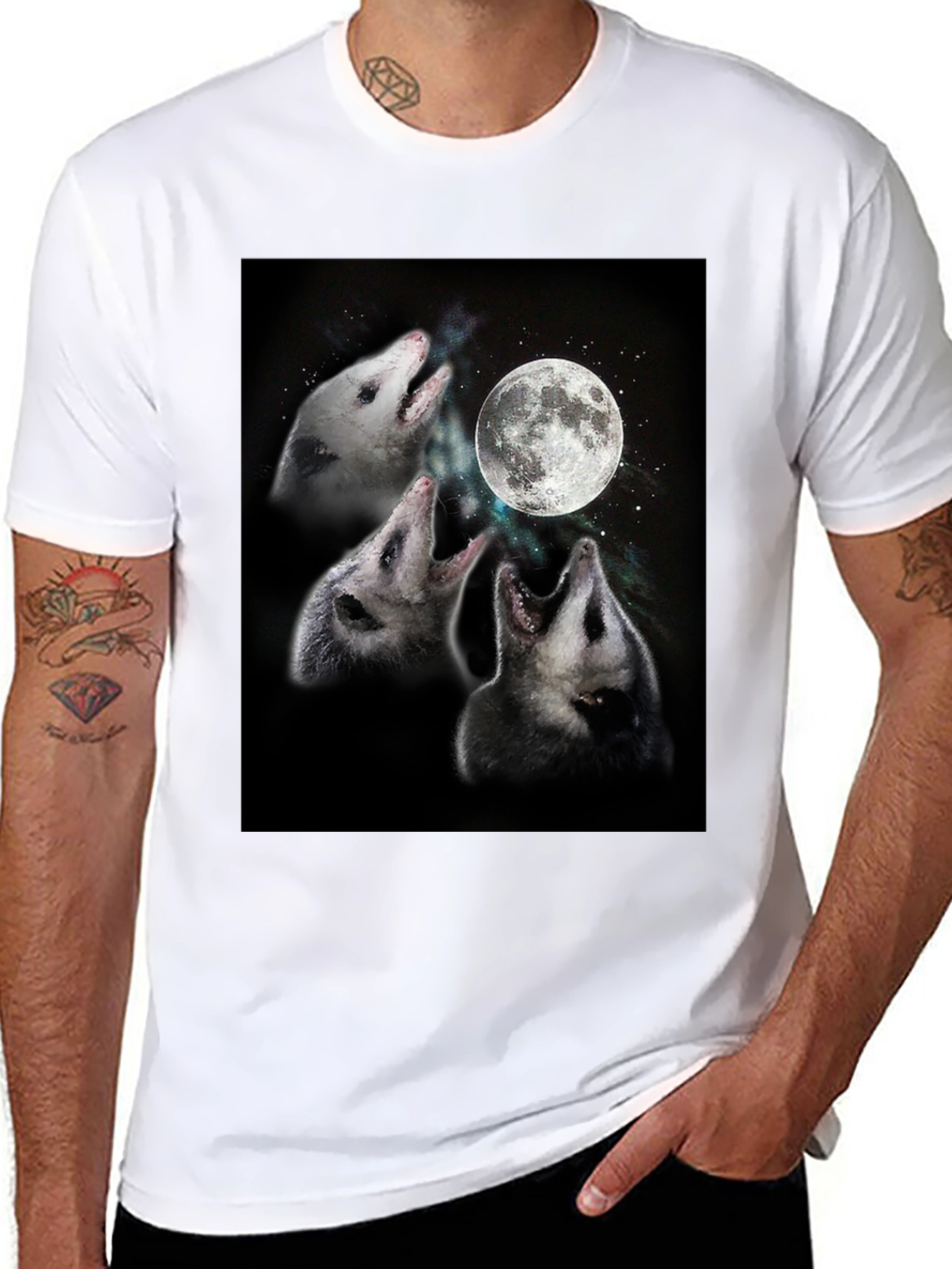 Opossums Howling at Moon Graphic Tee