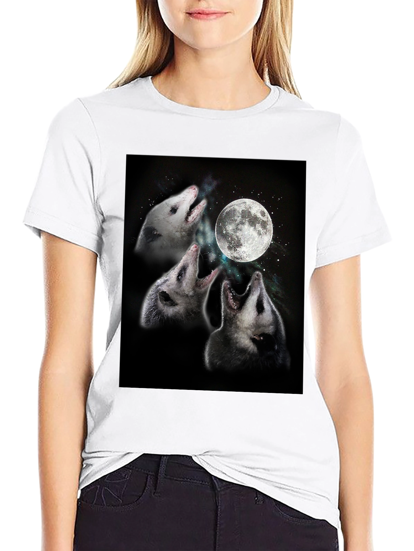 Opossums Howling at Moon Graphic Tee