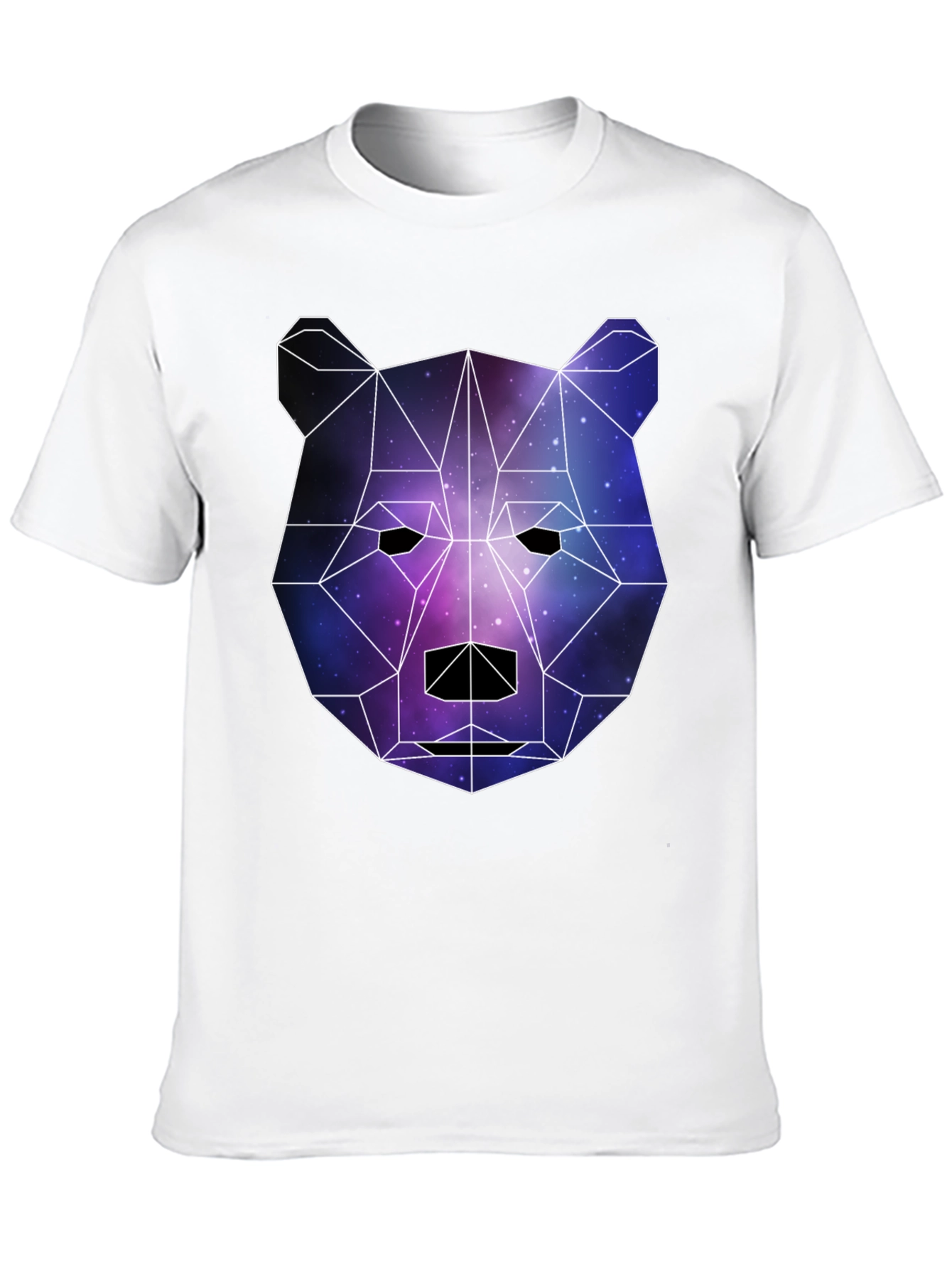 Geometric Galaxy Bear Black T-Shirt
