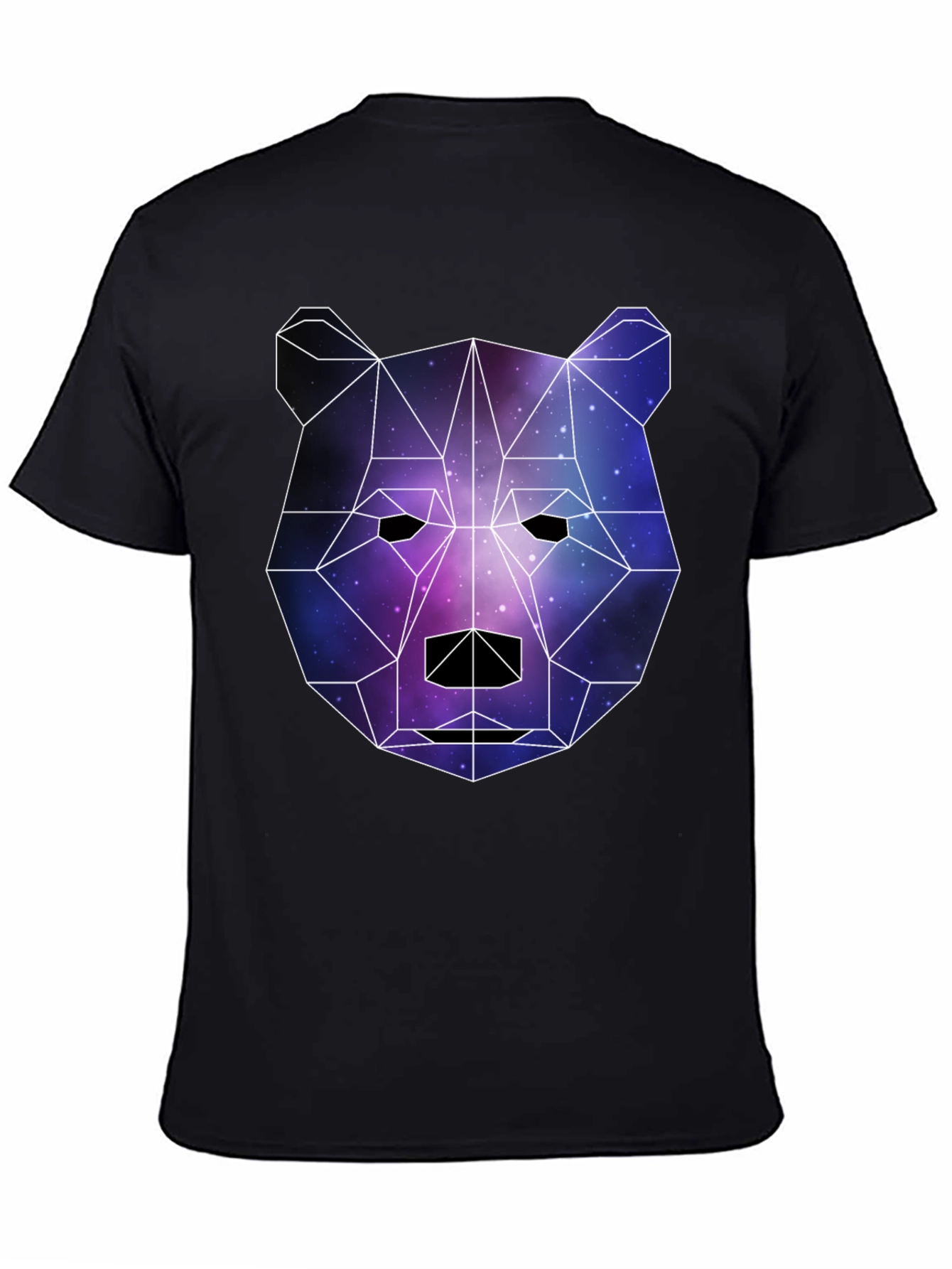 Geometric Galaxy Bear Black T-Shirt