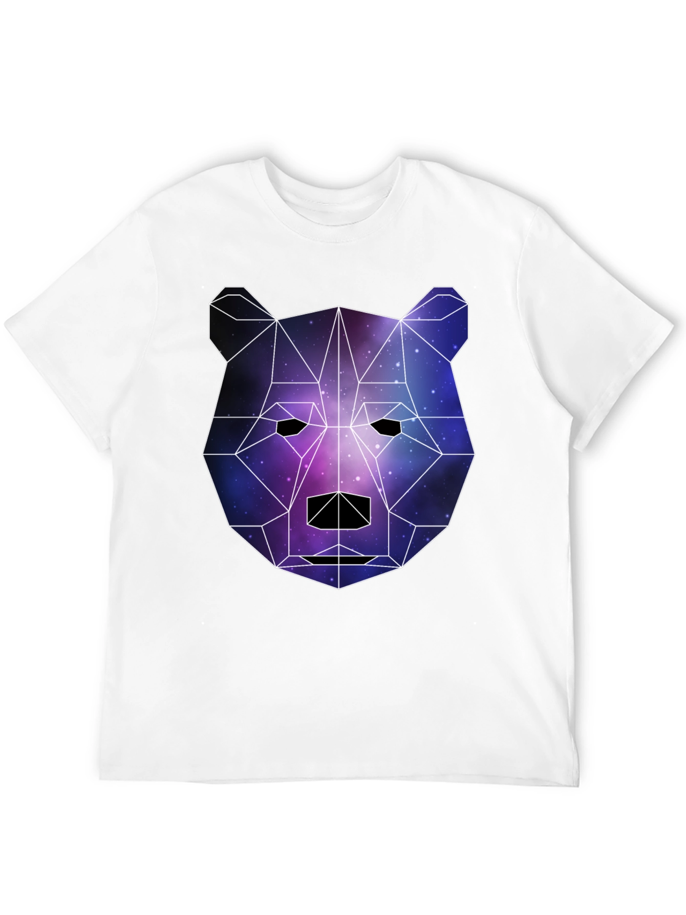 Geometric Galaxy Bear Black T-Shirt