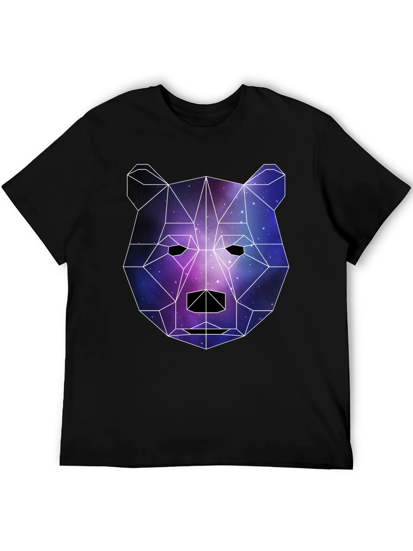 Geometric Galaxy Bear Black T-Shirt