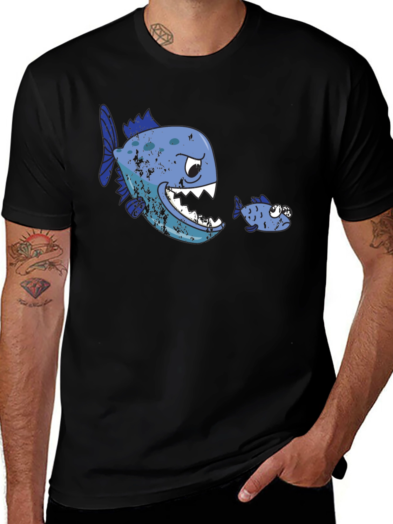 Funny Fish T-Shirt - Big Fish Eats Little Fish