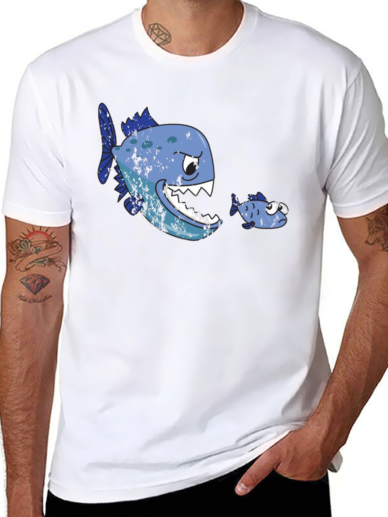 Funny Fish T-Shirt - Big Fish Eats Little Fish
