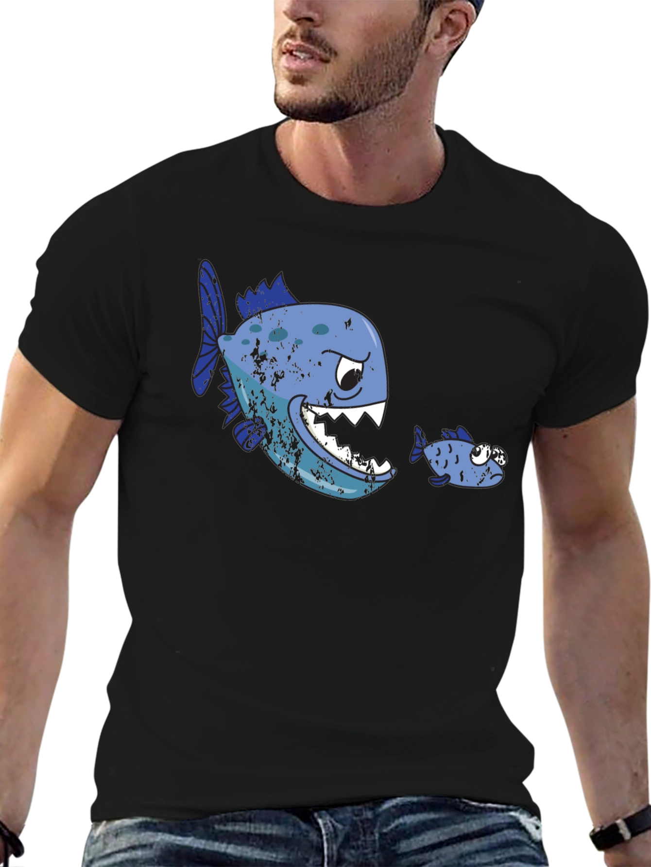 Funny Fish T-Shirt - Big Fish Eats Little Fish